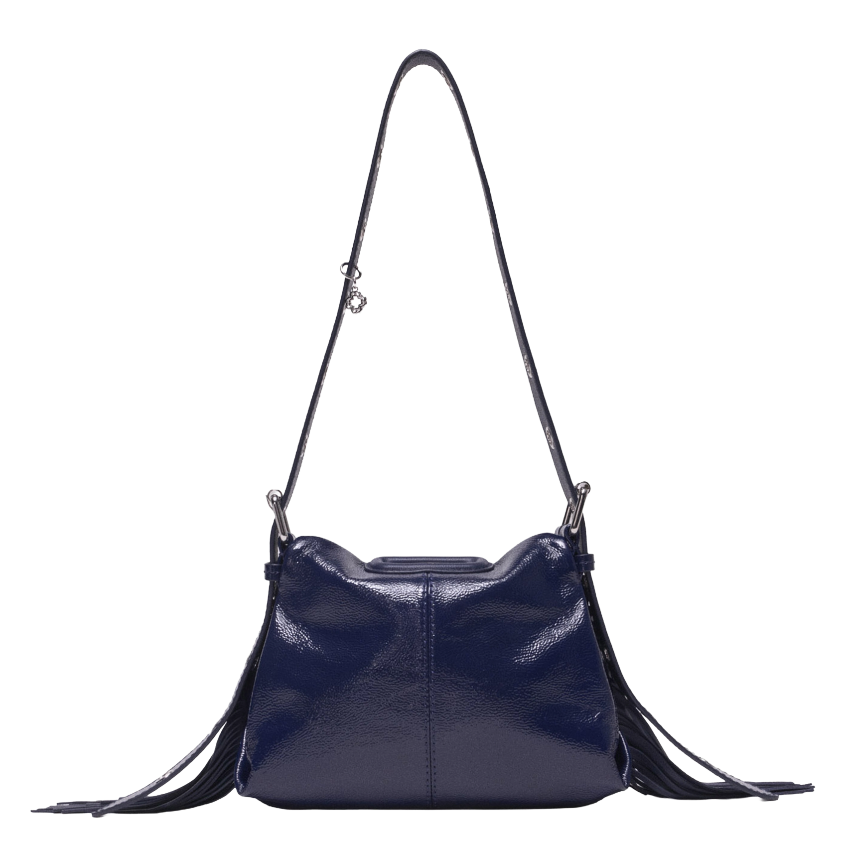 Leren schoudertas met franje MAJE Beige