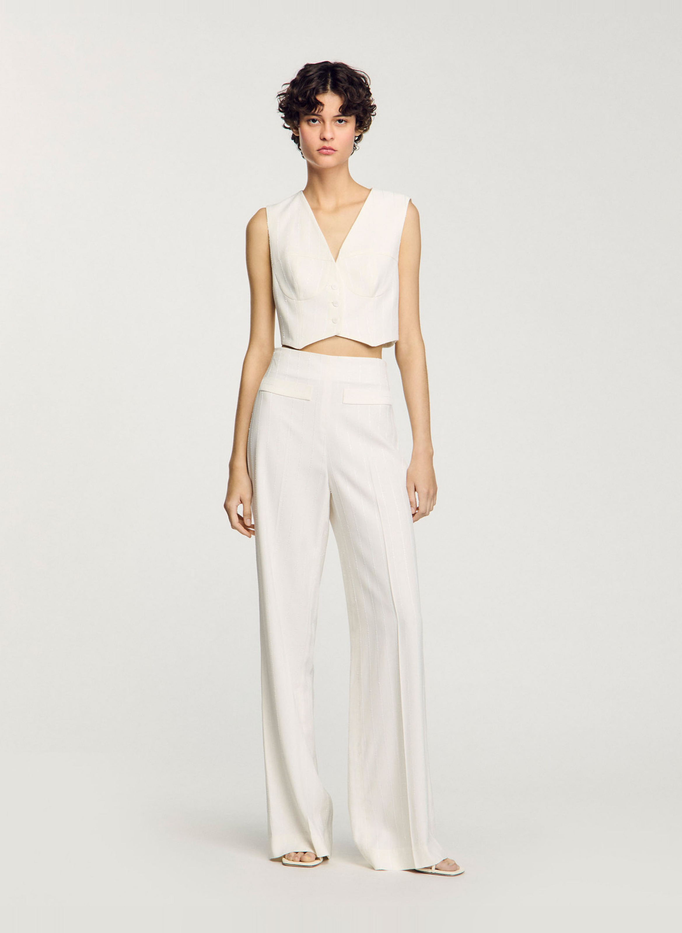 Gestreept colbert met pailletten SANDRO Wit