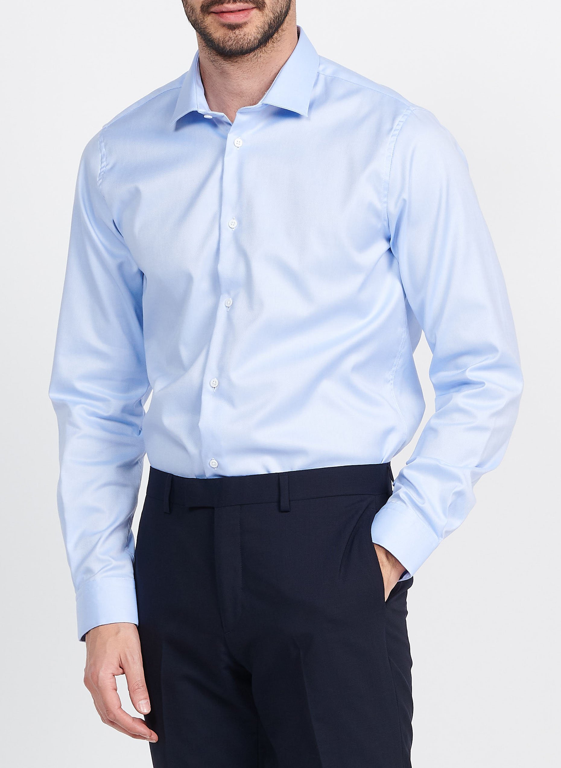Slim-fit cotton shirt with classic collar ATELIER PRIVE Blue