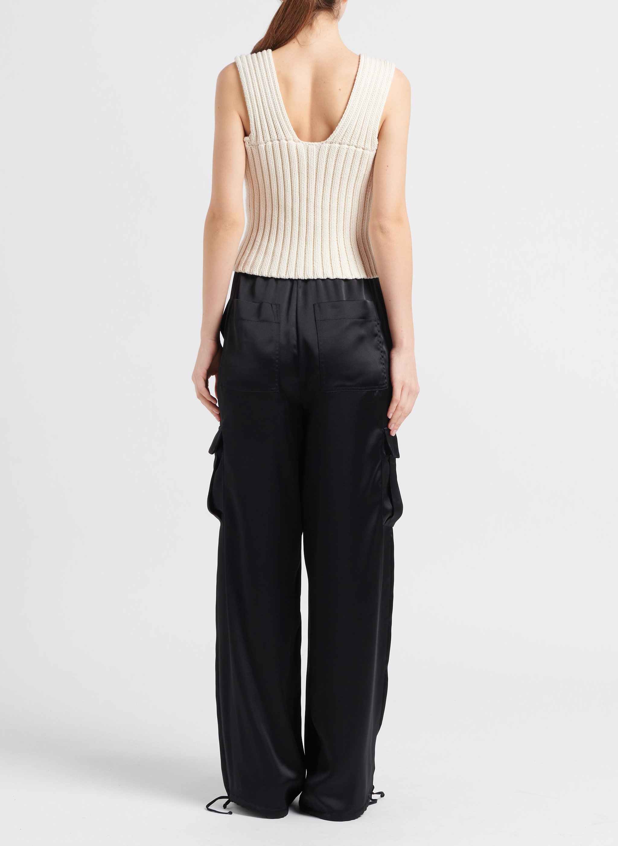 Top col V sans manches en coton mélangé  COLLECTORS CLUB Beige