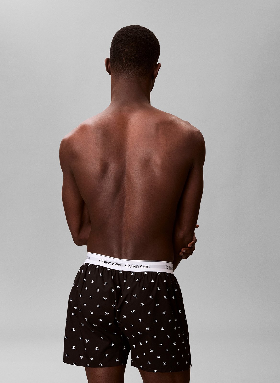 Loose elastic waistband boxer shorts with monograms CALVIN KLEIN UNDERWEAR Black