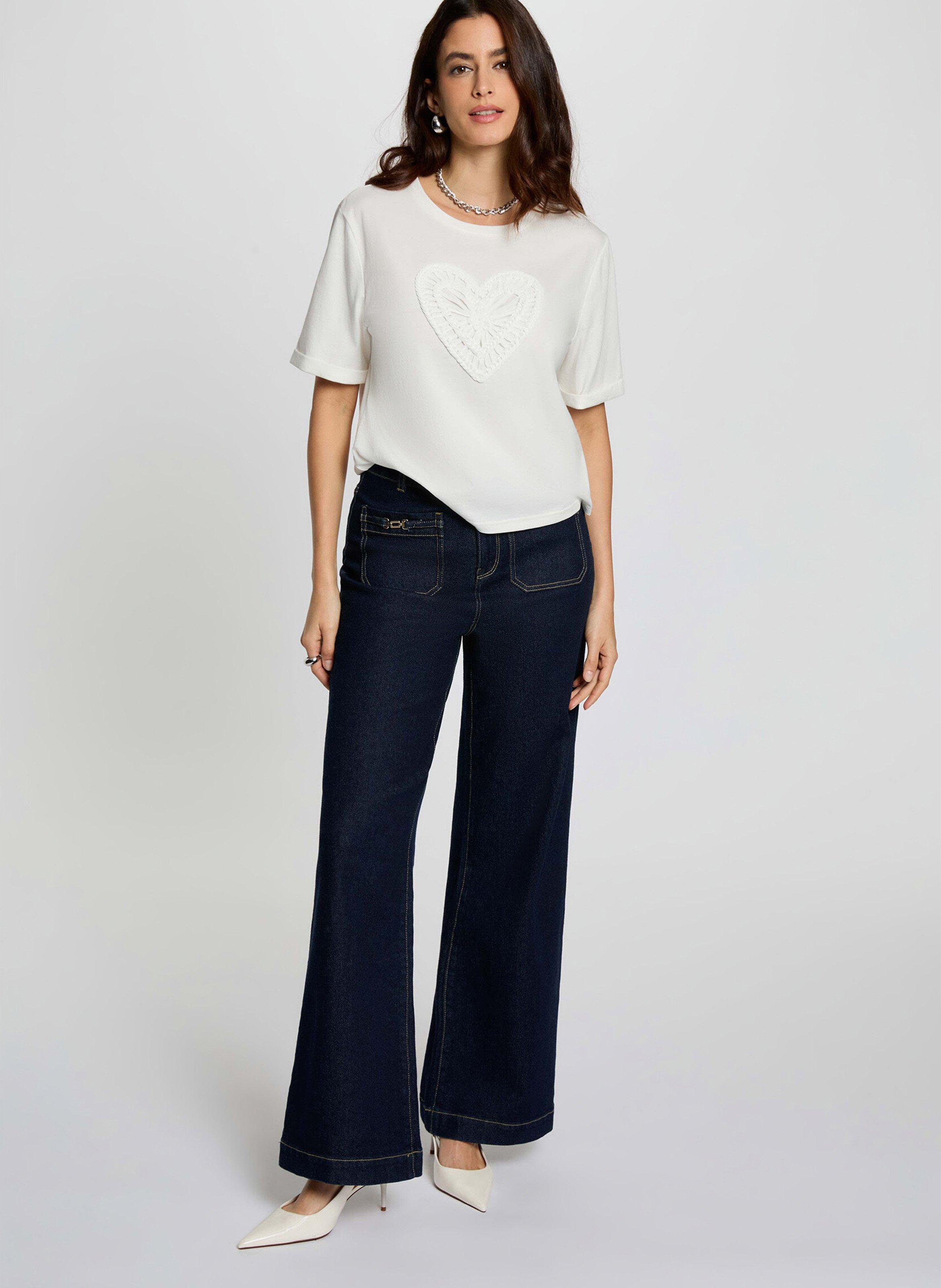 Jean large brut à ornements MORGAN Bleu