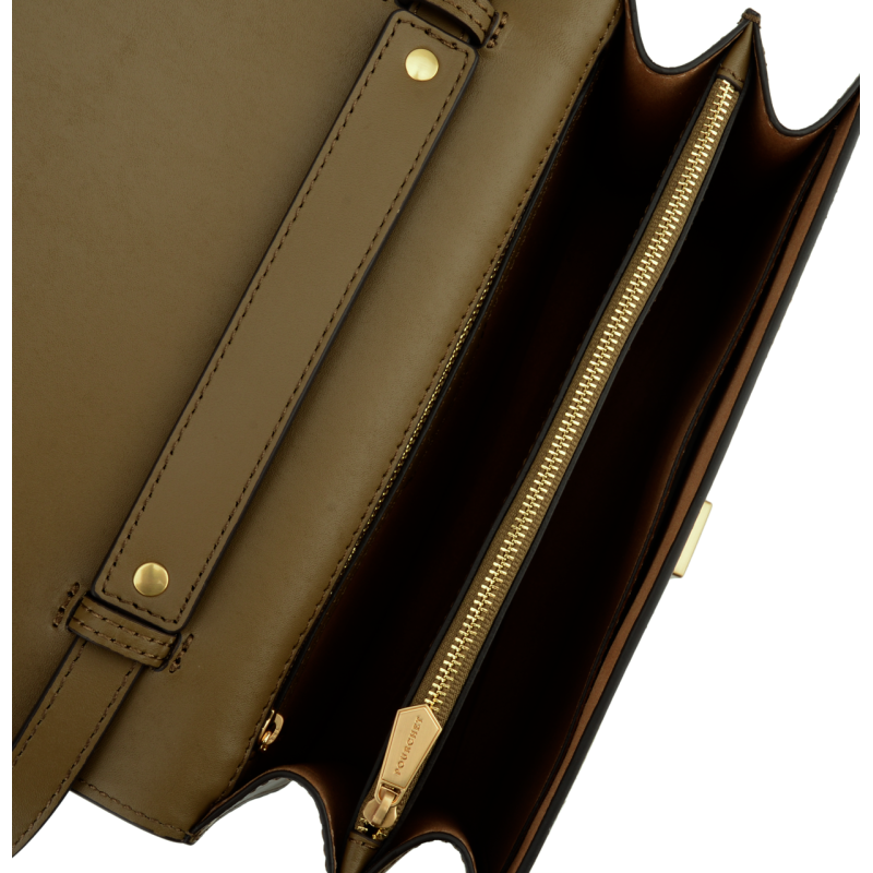 Crossbody bag in smooth leather POURCHET Green