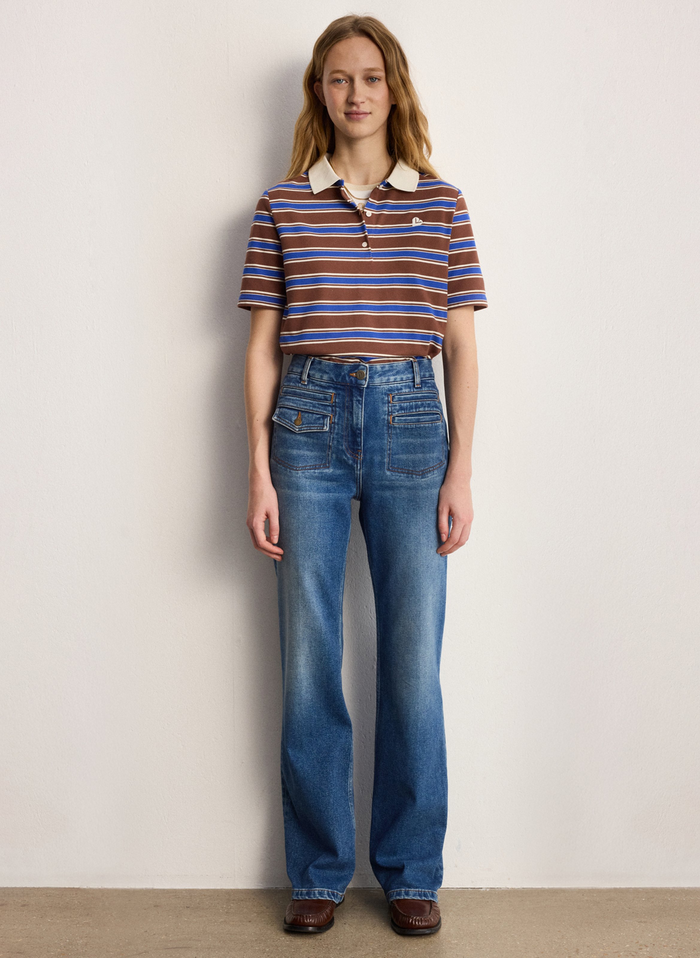 Flared cotton-blend jeans PABLO Blue