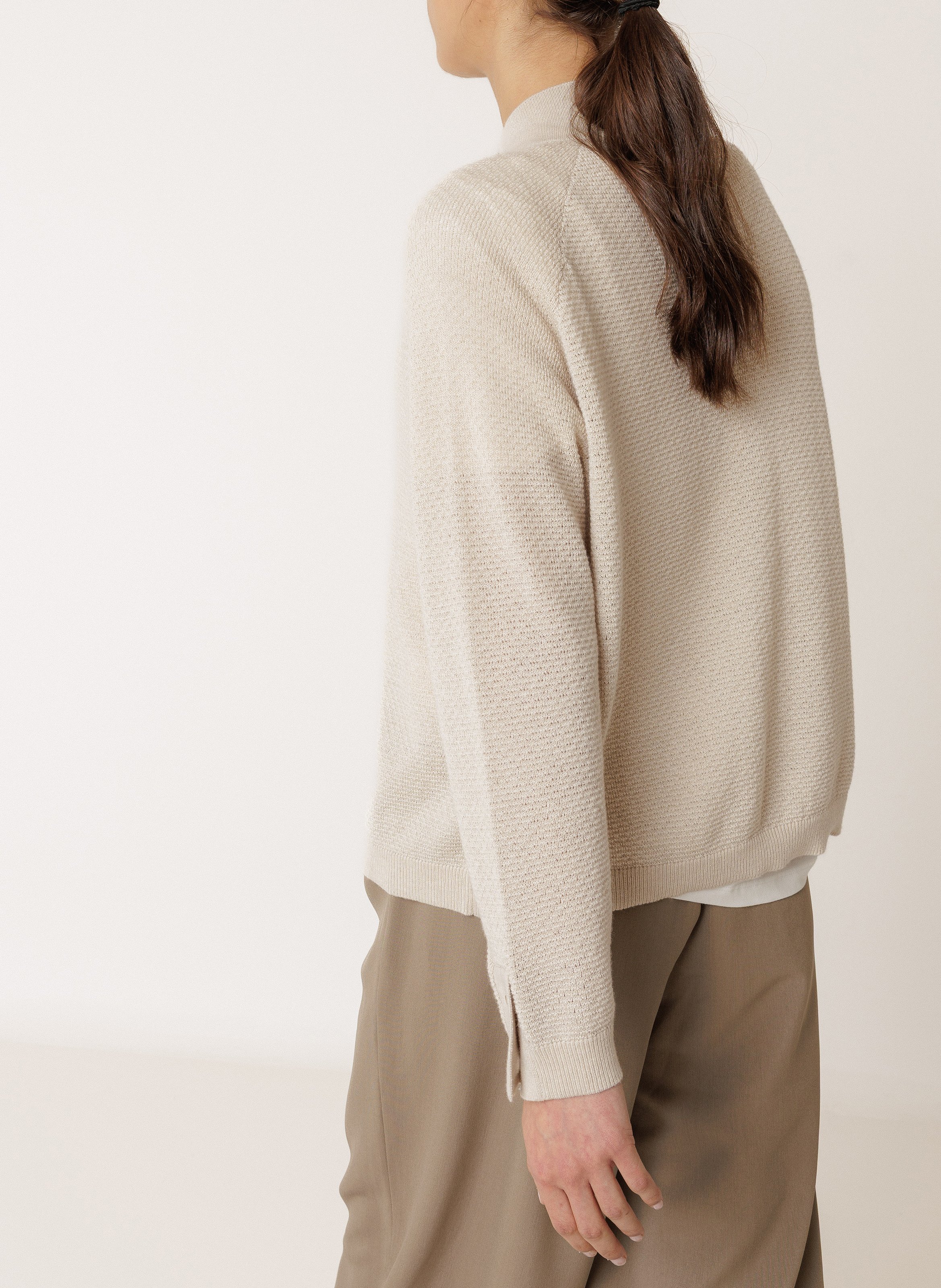 Recht, wollen vest met opstaande kraag INDI & COLD Beige