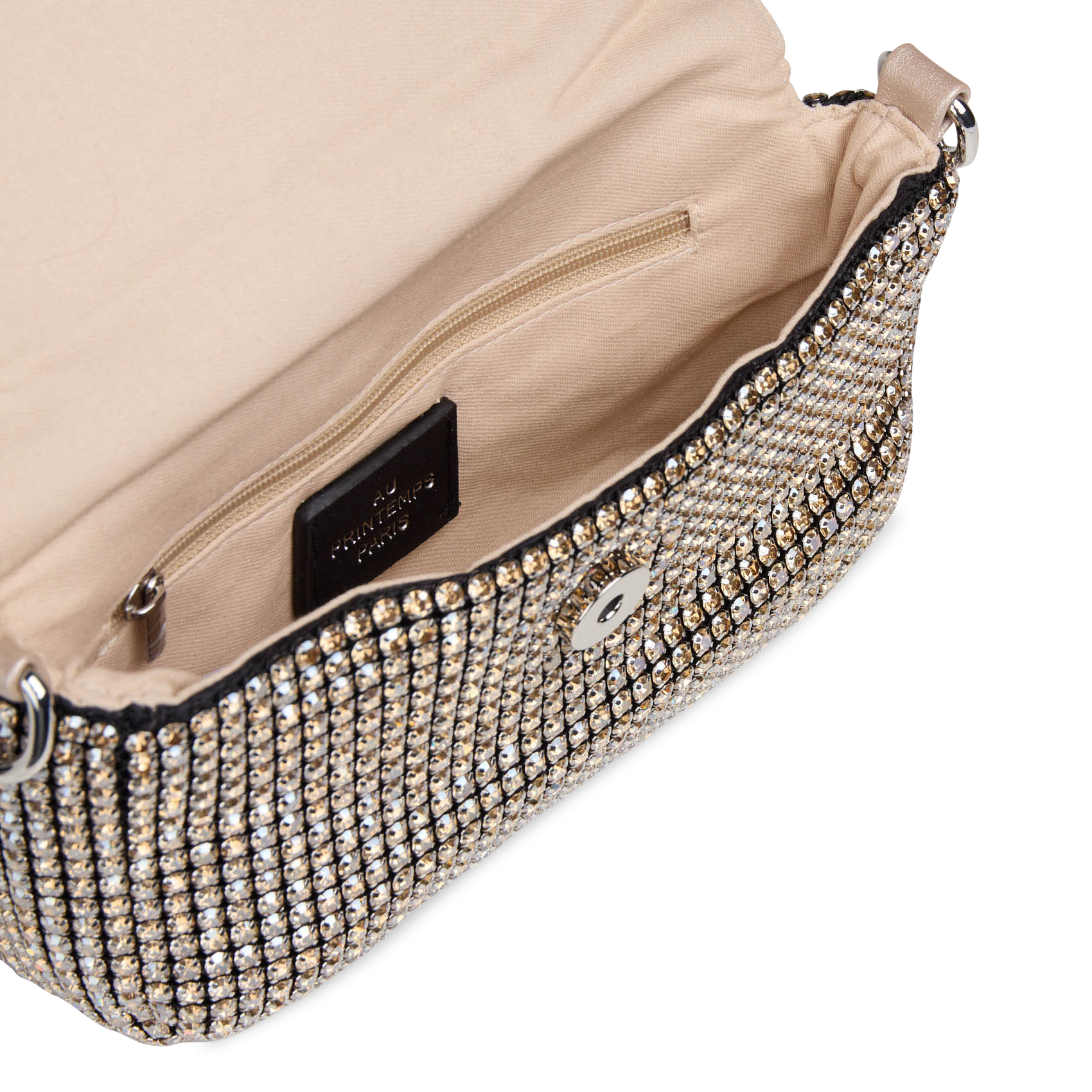 Strassbesetzte Baguette-Tasche AU PRINTEMPS PARIS Golden