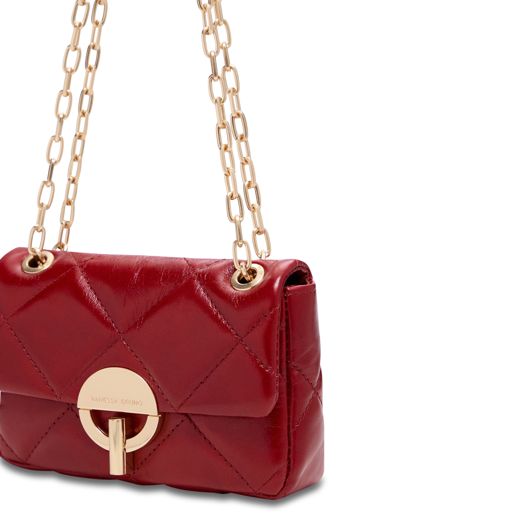 Gewatteerde, leren schoudertas Rood