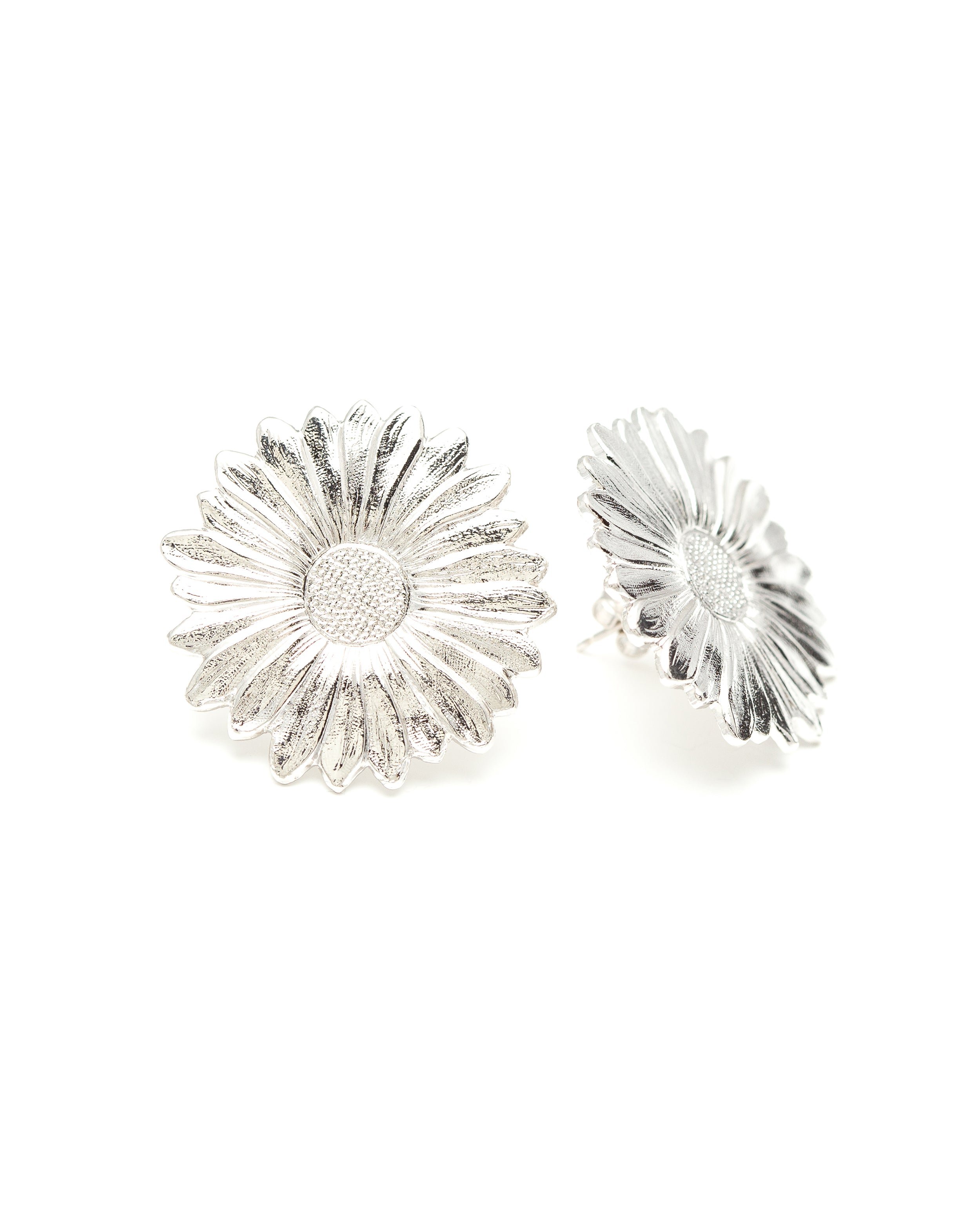 Large flower stud earrings in silver-plated  MONSIEUR SIMONE