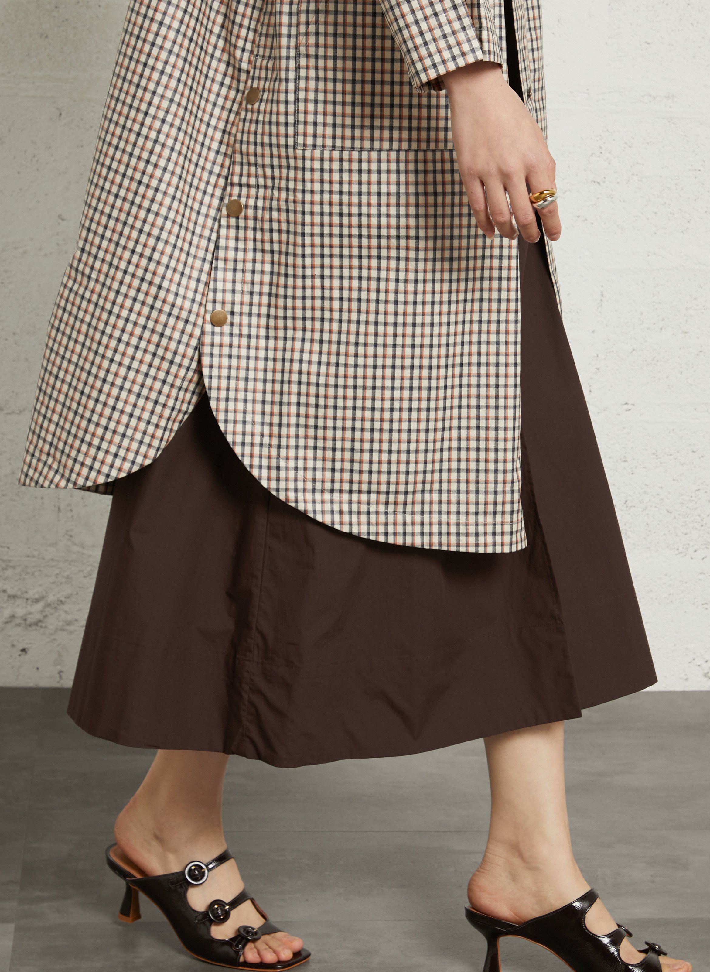 Oversized high-neck printed cotton coat LEON & HARPER Beige