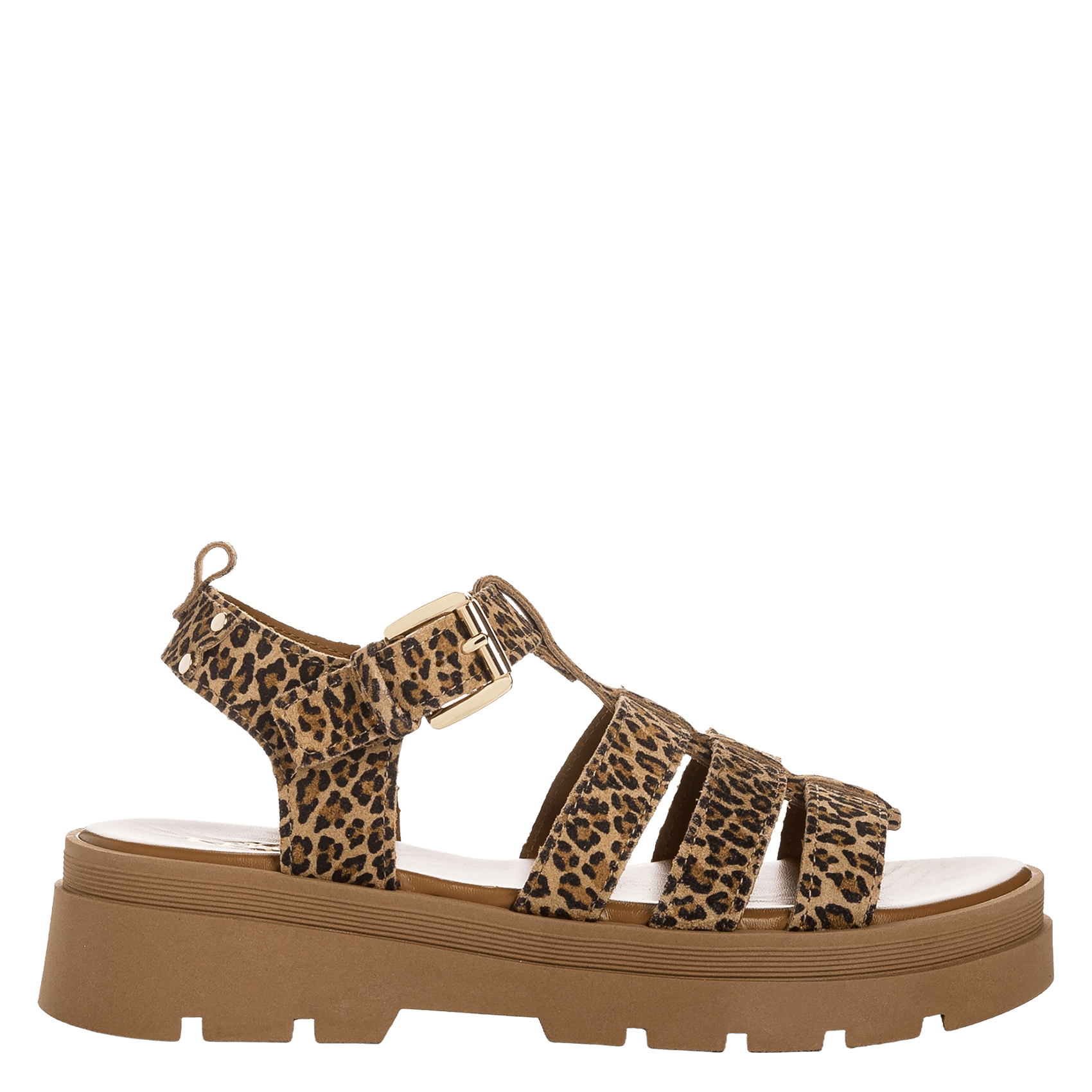 Sandales plates léopard REQINS Marron