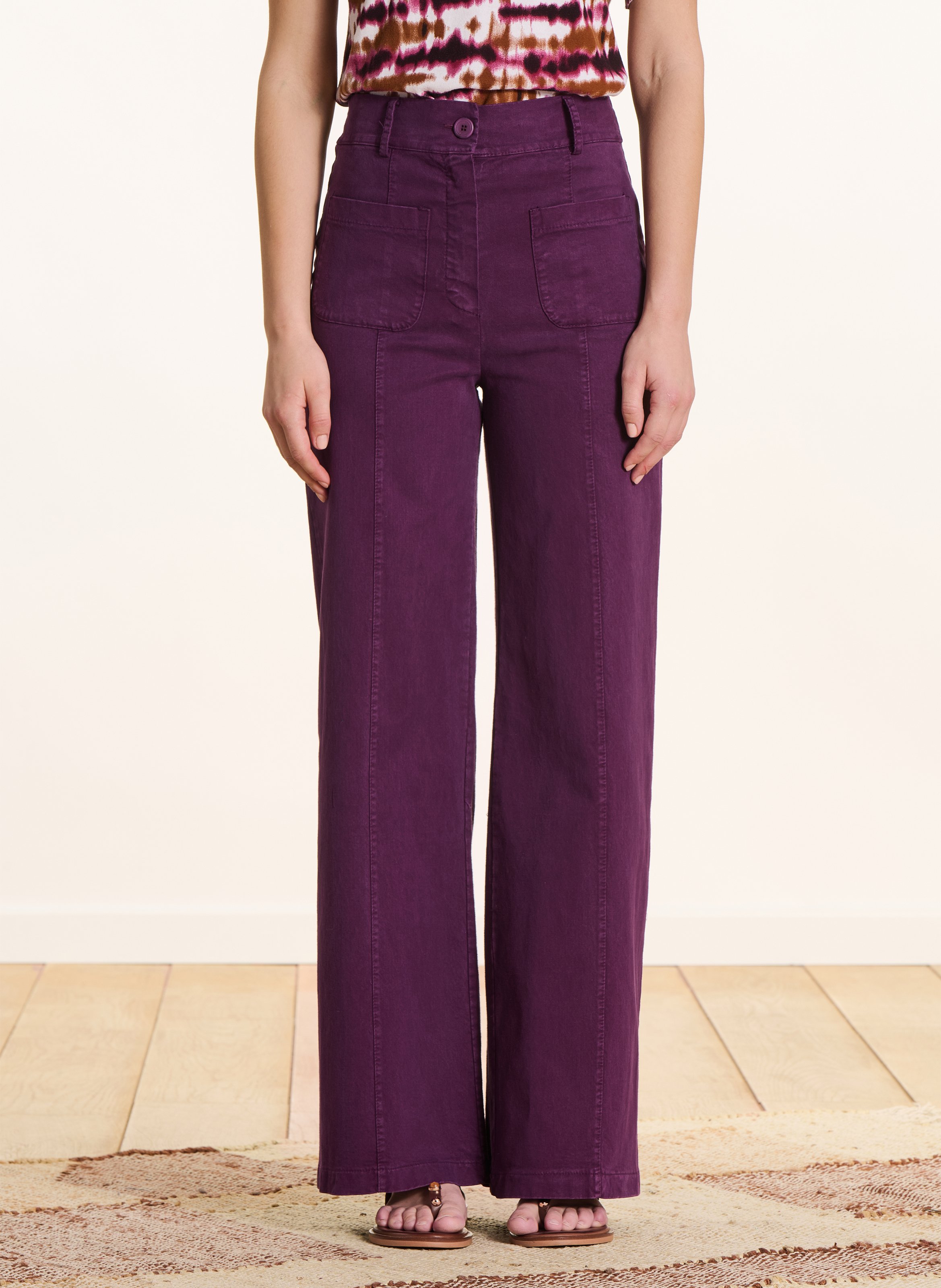 Pantalon évasé taille haute LA FEE MARABOUTEE Violet