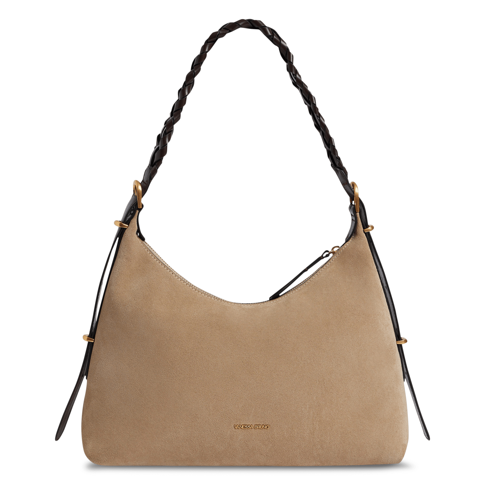 Buideltas van getextureerd leer met veters VANESSA BRUNO Beige