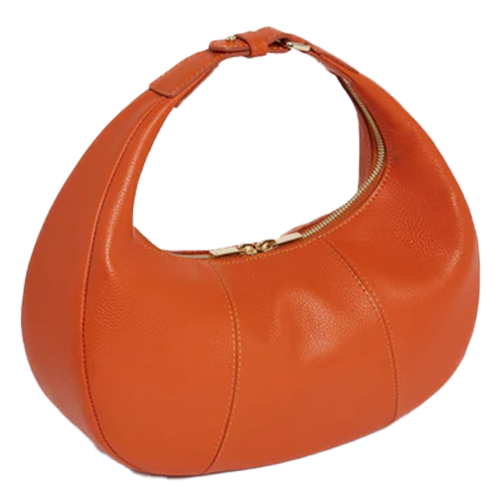 Kleine hobo tas met rits in korrelig leer LE TANNEUR Oranje