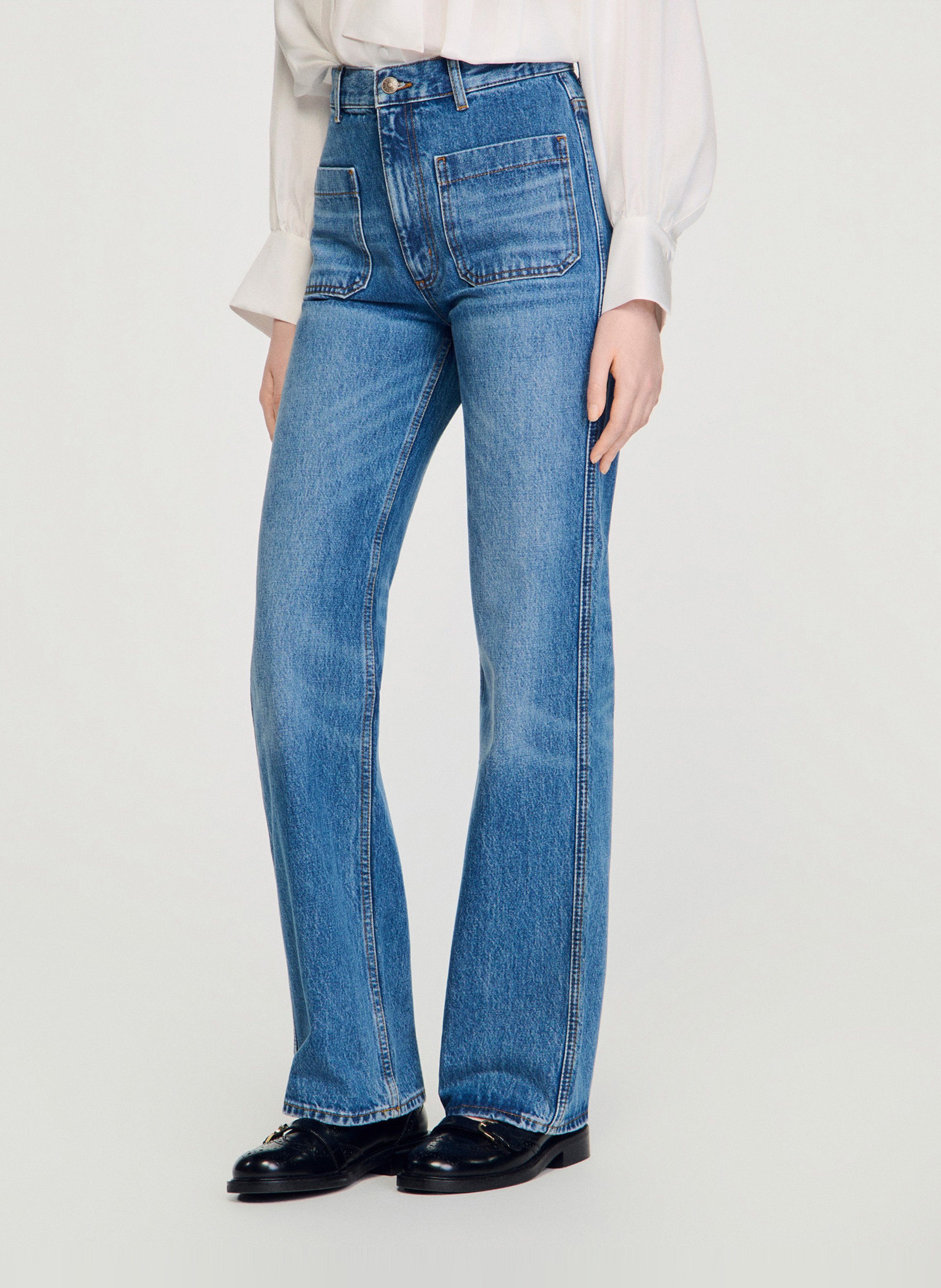 Katoenen jeans met wijd uitlopende pijpen SANDRO Blauw