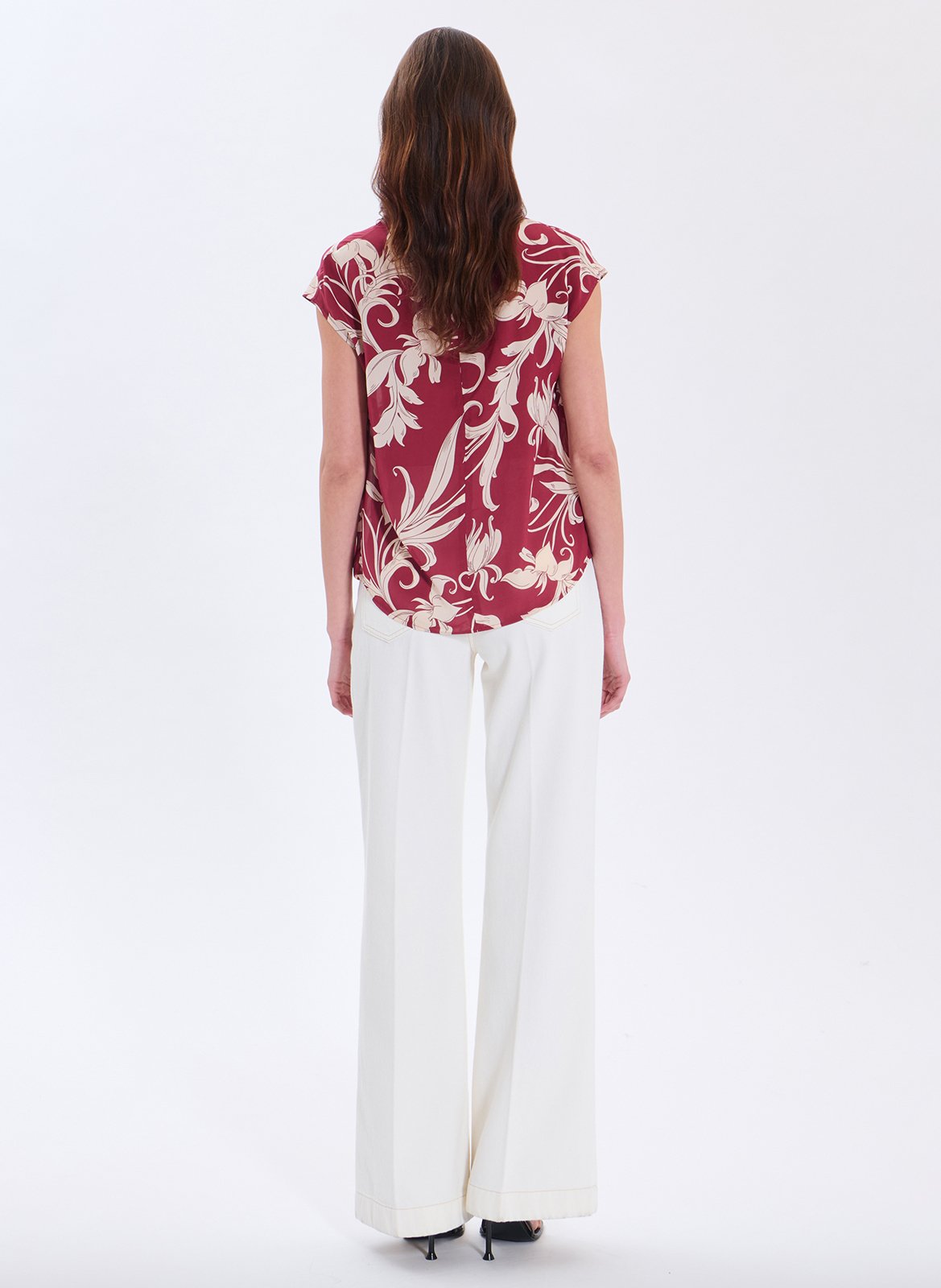 Bedrucktes gerades Top mit Stehkragen ZAPA Weiss