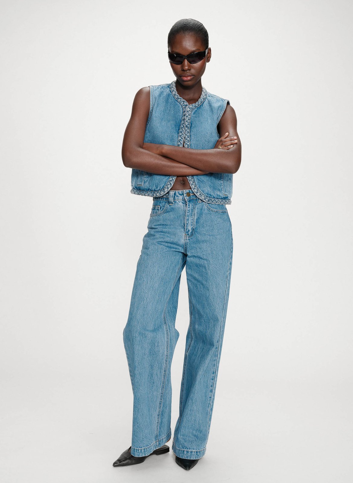 Jean ample taille haute en denim GRACE ET MILA Bleu