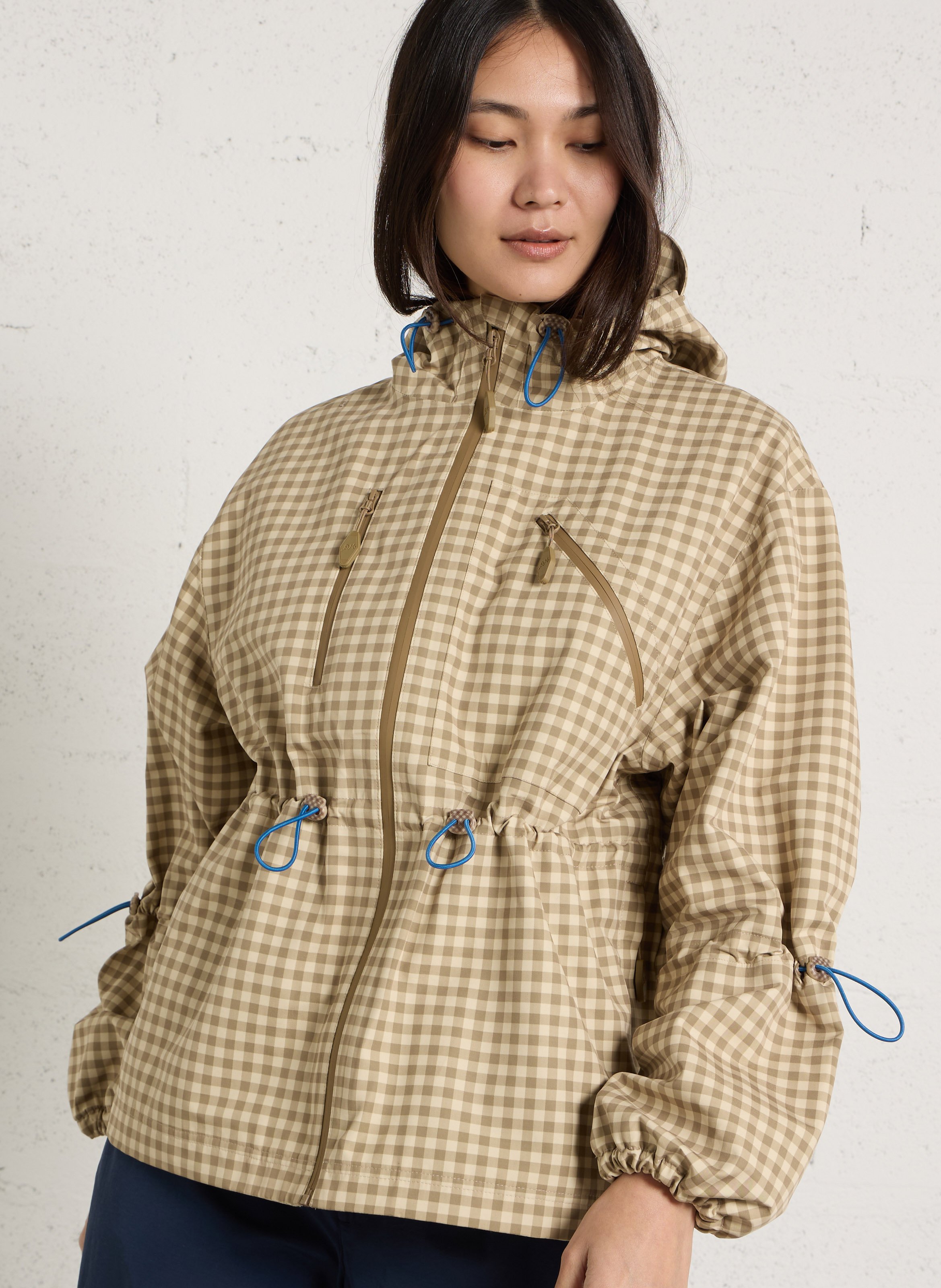 Oversized gingham print parka DAMSON MADDER Brown