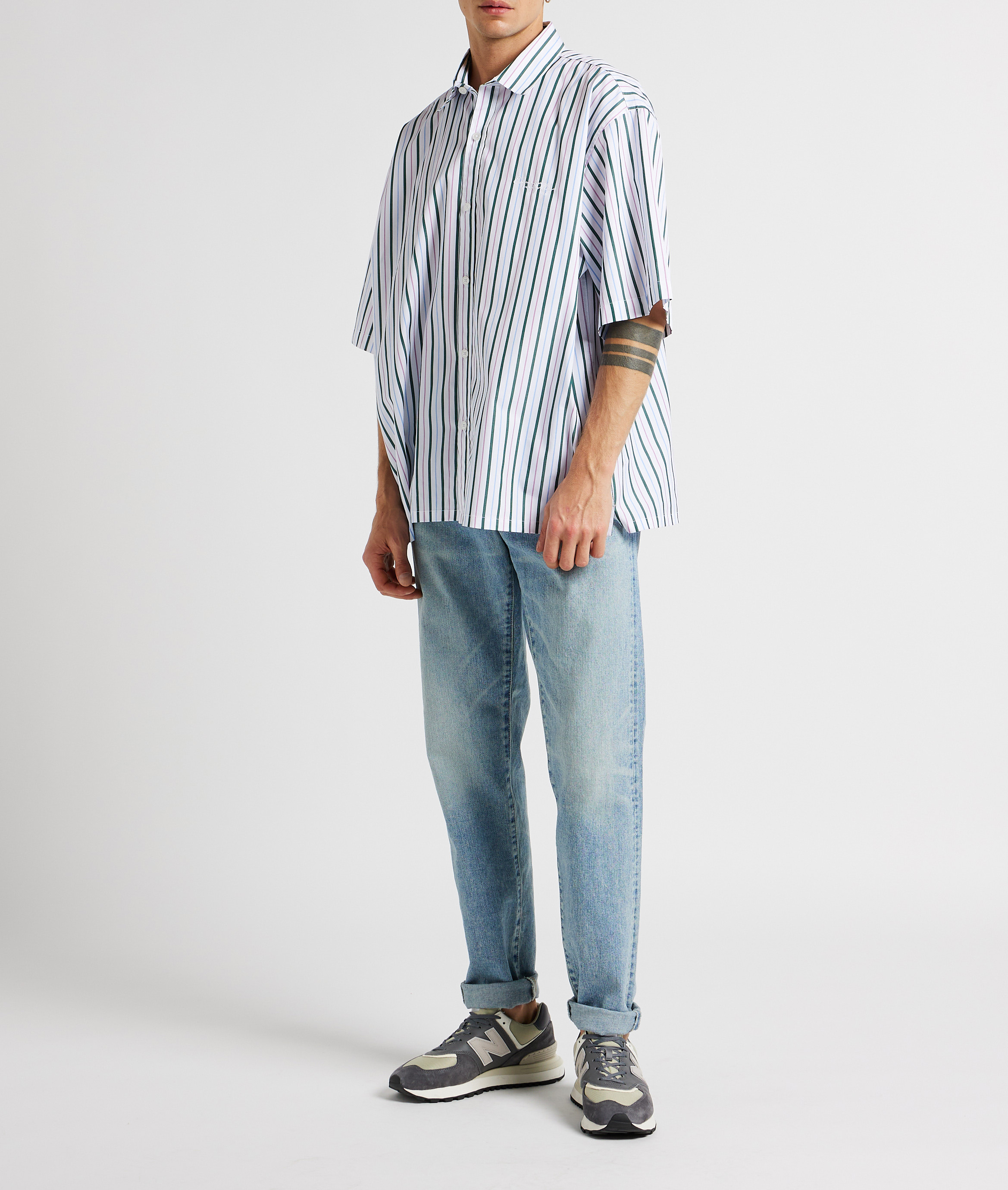 Chemise oversize col classique en coton rayé EDWIN Multicolore