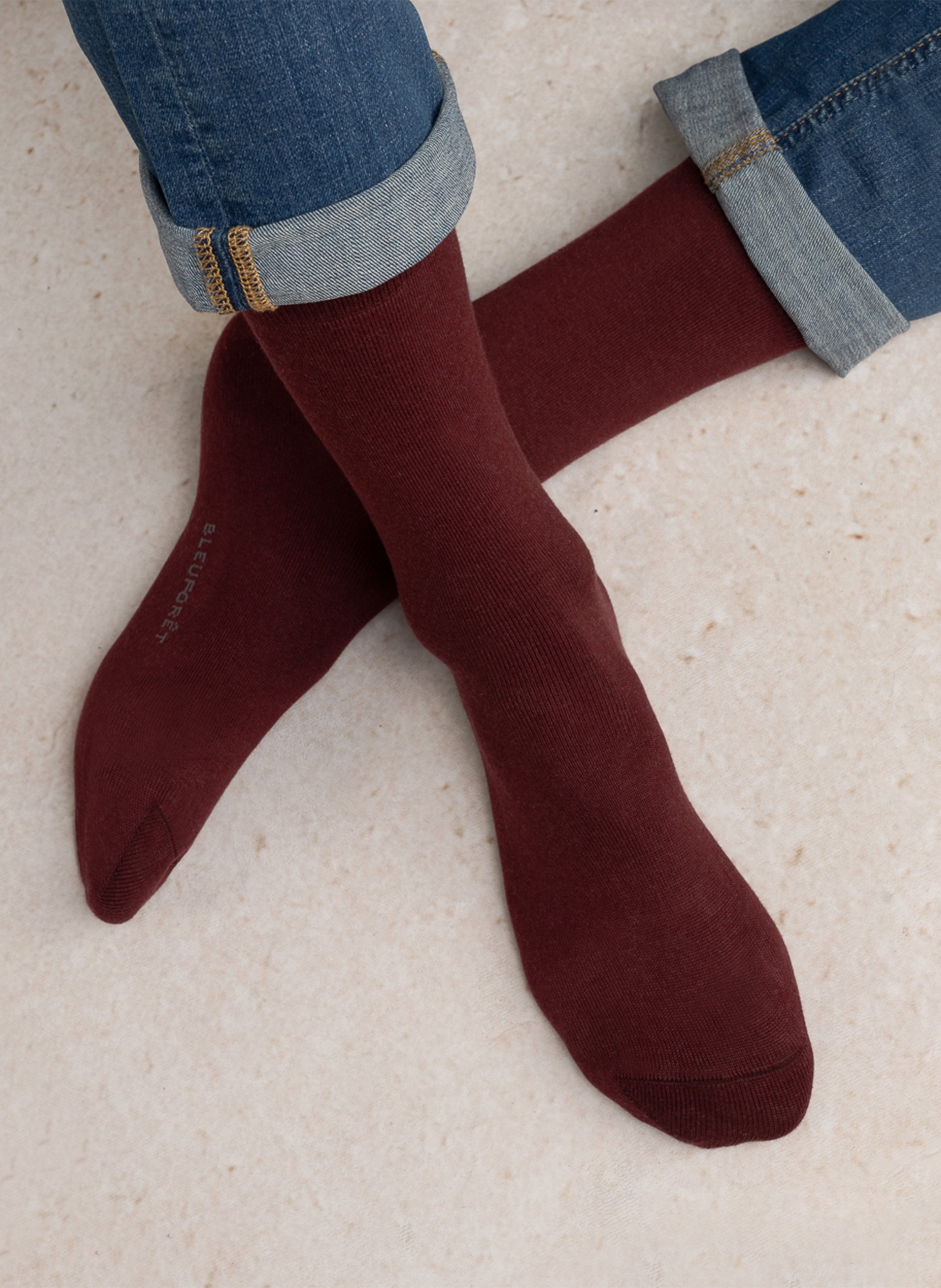 Einfarbige Socken aus Baumwoll-Mix BLEUFORET