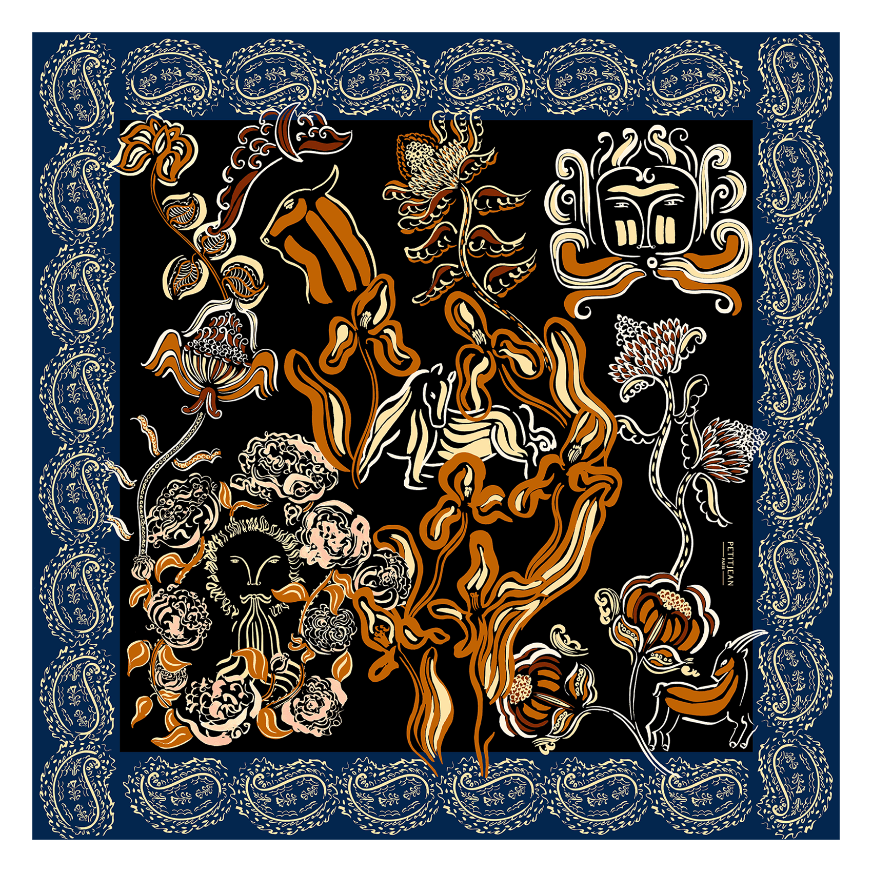 Wolltuch mit Print PETITJEAN PARIS Mehrfarbig