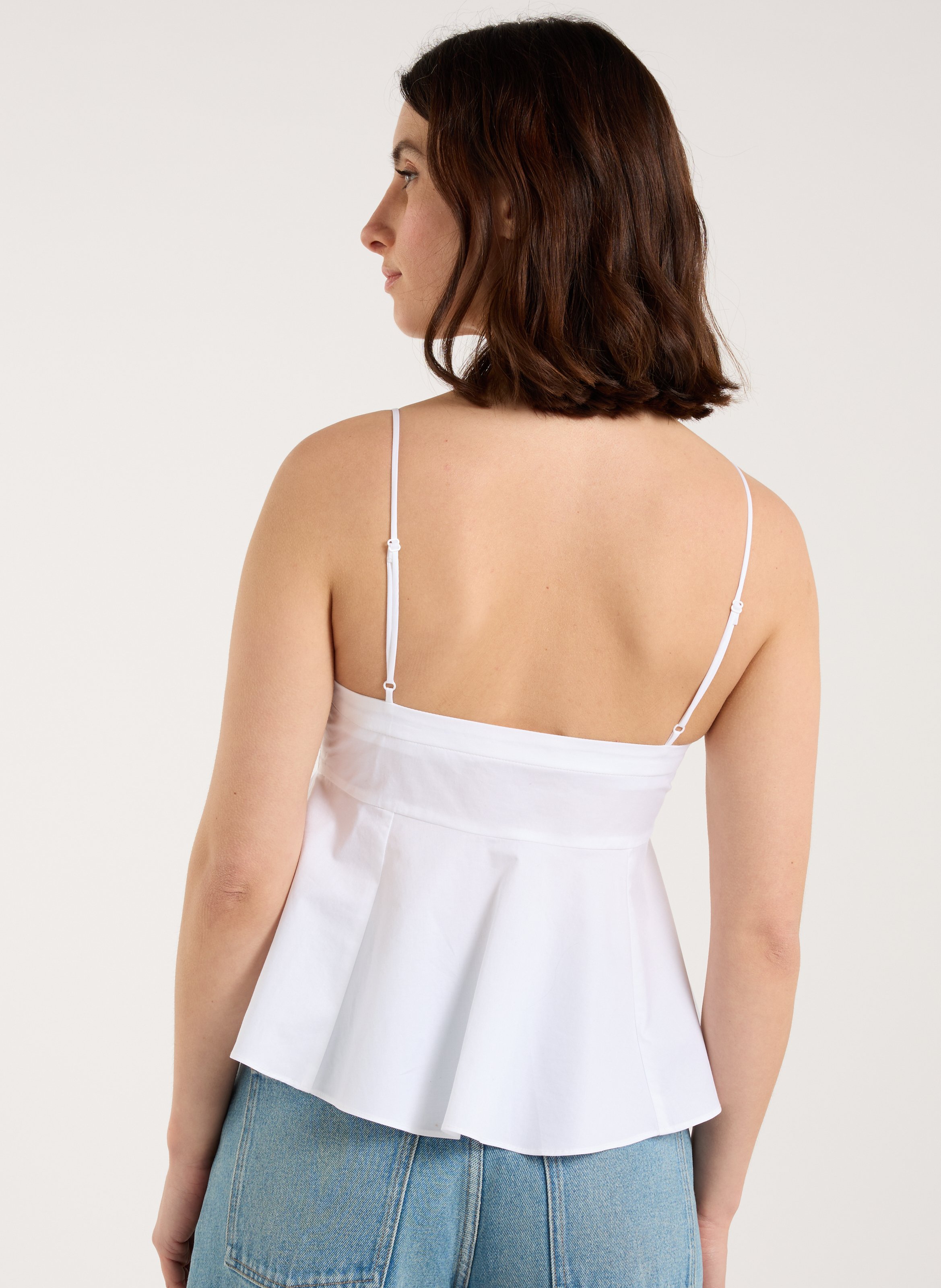 Korte top | katoenblend SAISON 1865 Wit