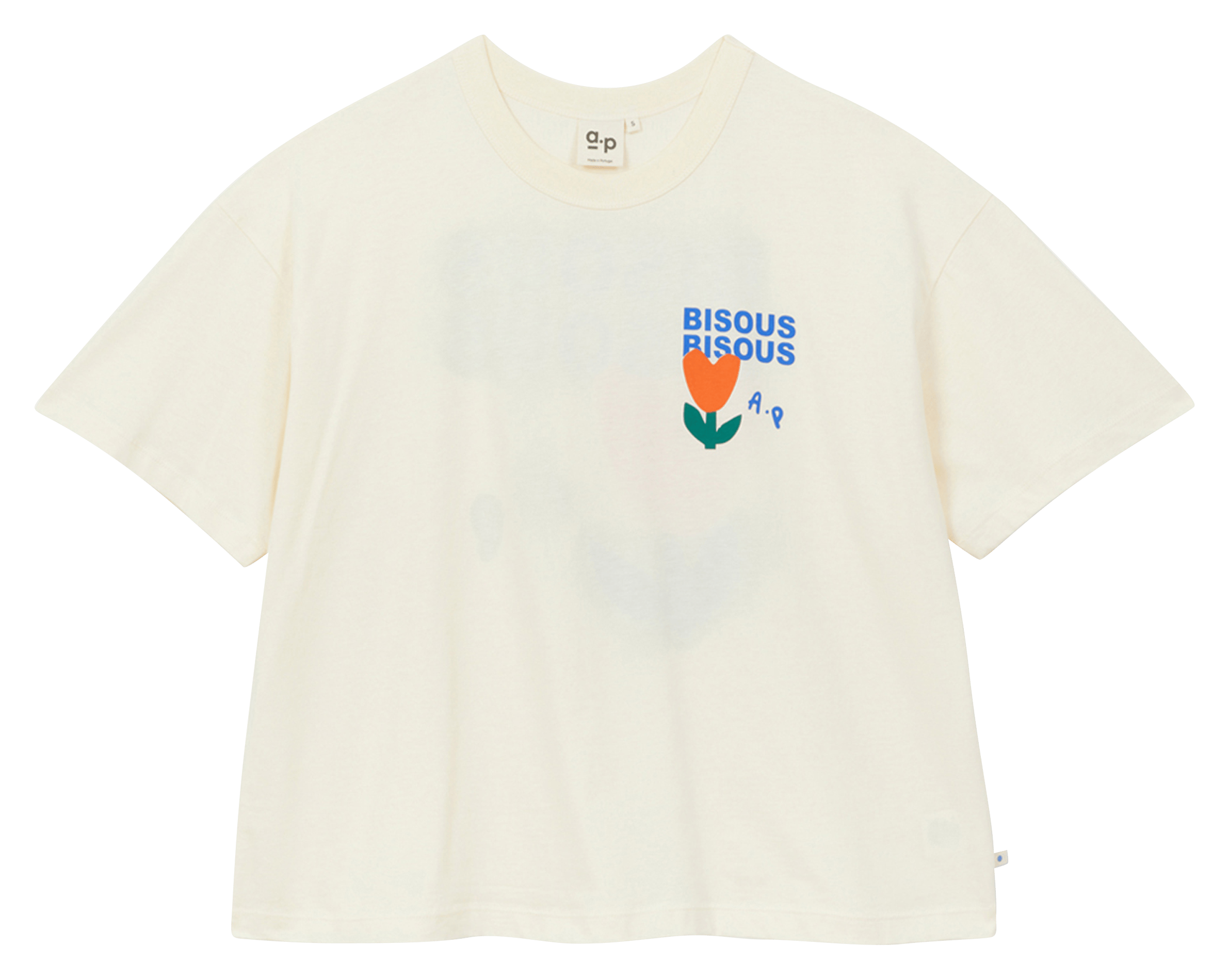 Recht gesneden T-shirt met biologisch katoenen print A.P Beige