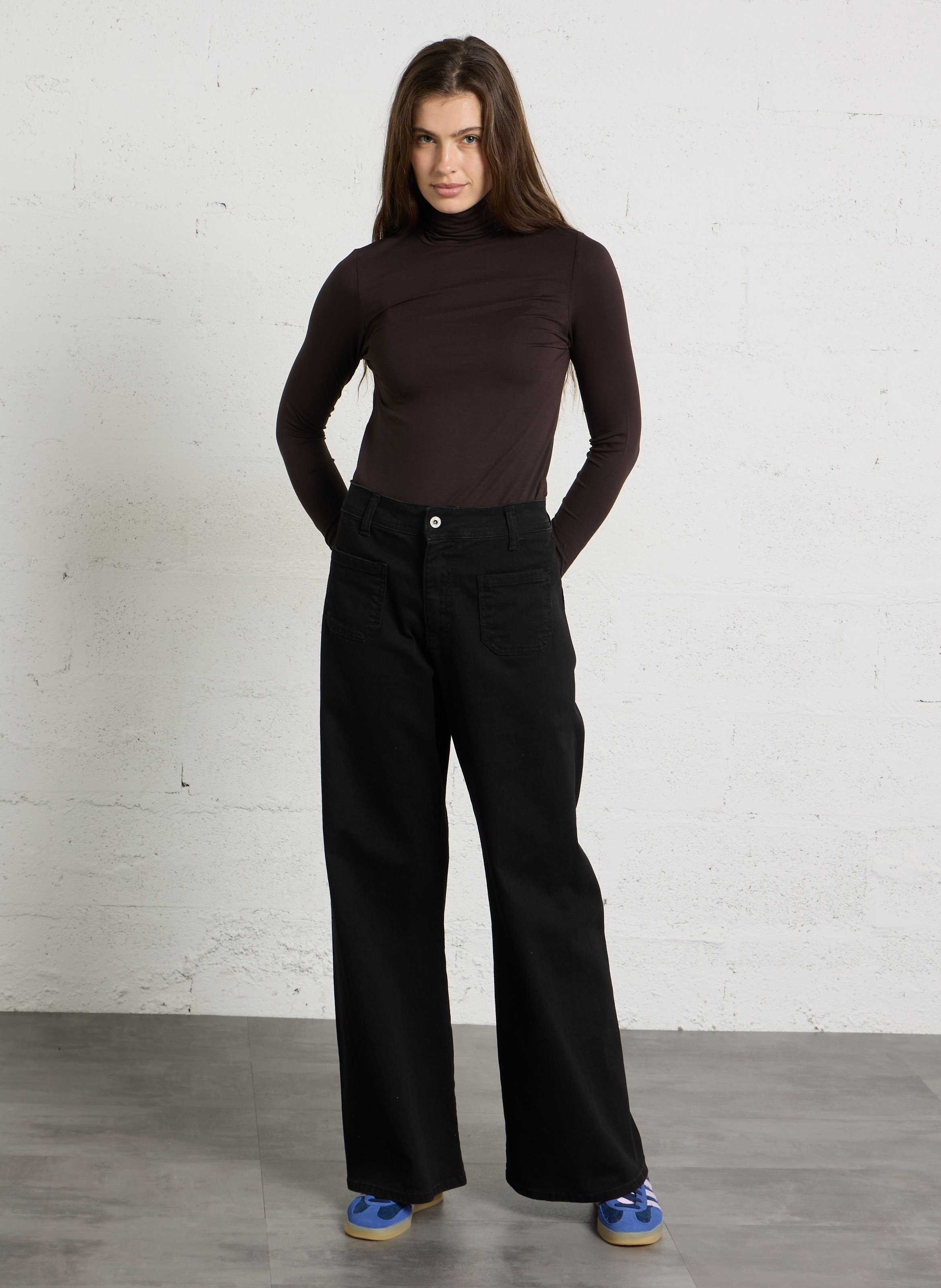 High-rise flared cotton-blend jeans | Black PLEASE Women