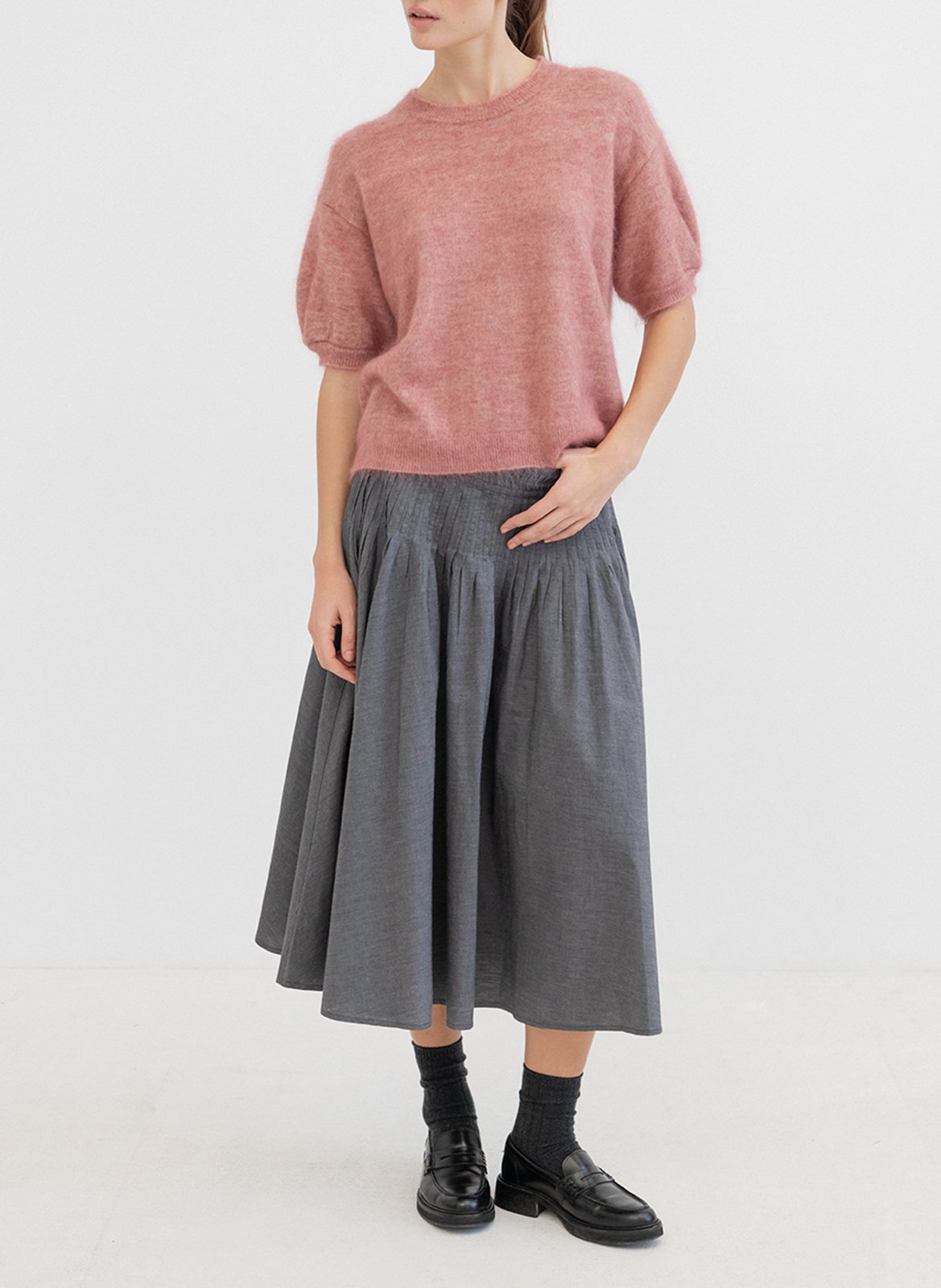 Short-sleeved wool blend sweater PROJECT-AJ117 Pink