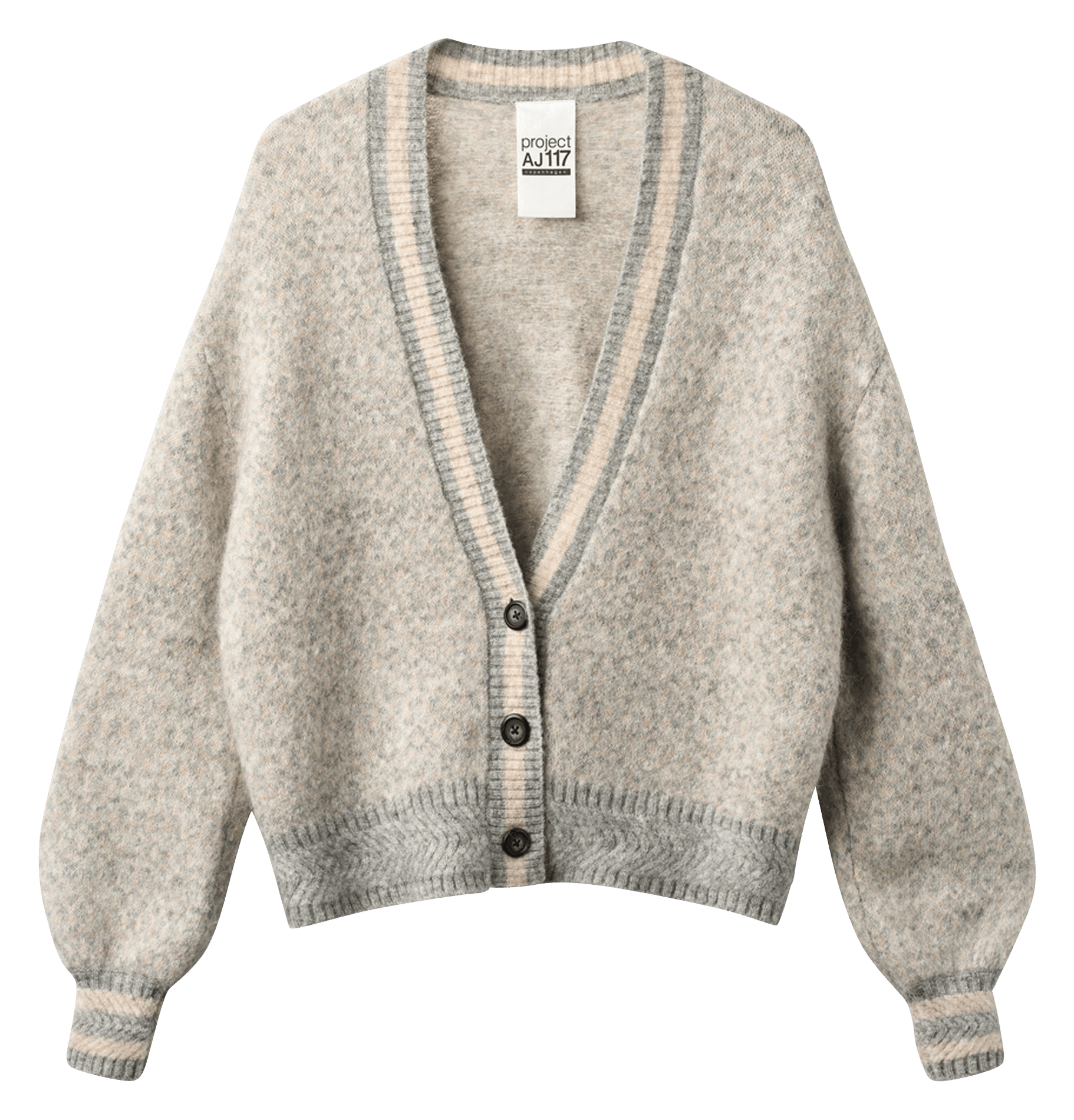 Weiter Wollmix-Cardigan mit V-Ausschnitt PROJECT-AJ117 Beige