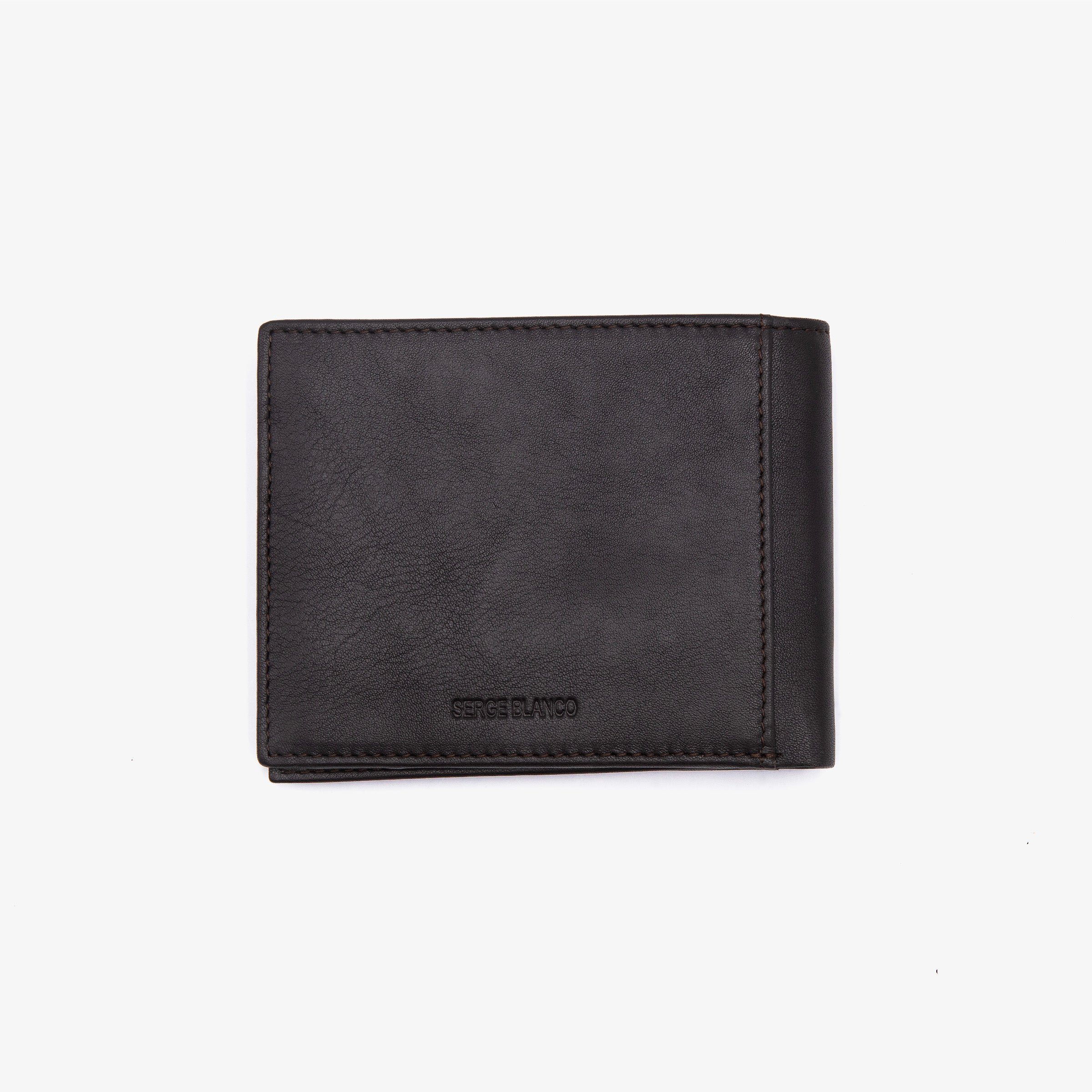 Leather flap wallet with embossed logo SERGE BLANCO Brown