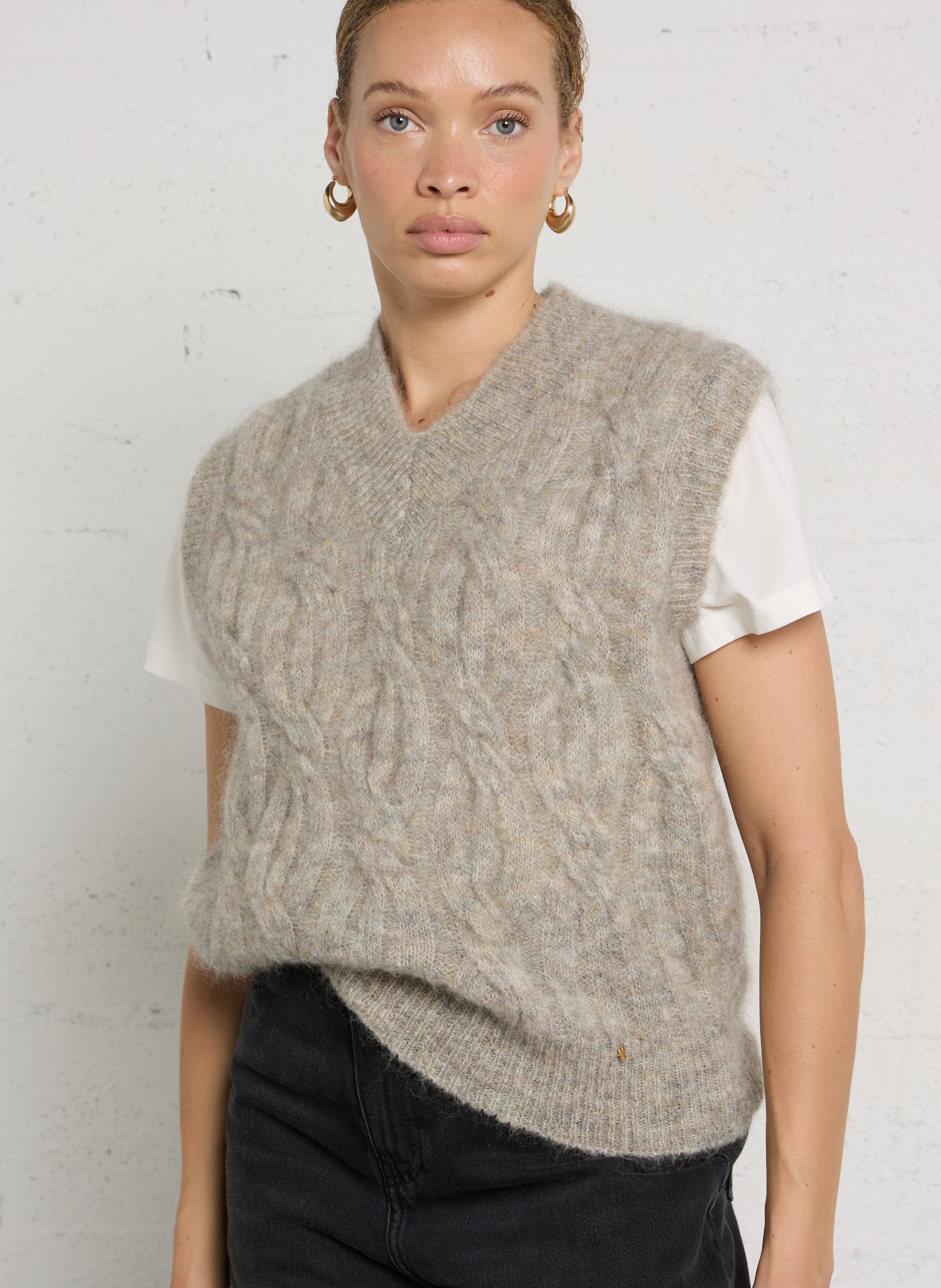 Oversize-Pullover aus Wollmix DES PETITS HAUTS Grau