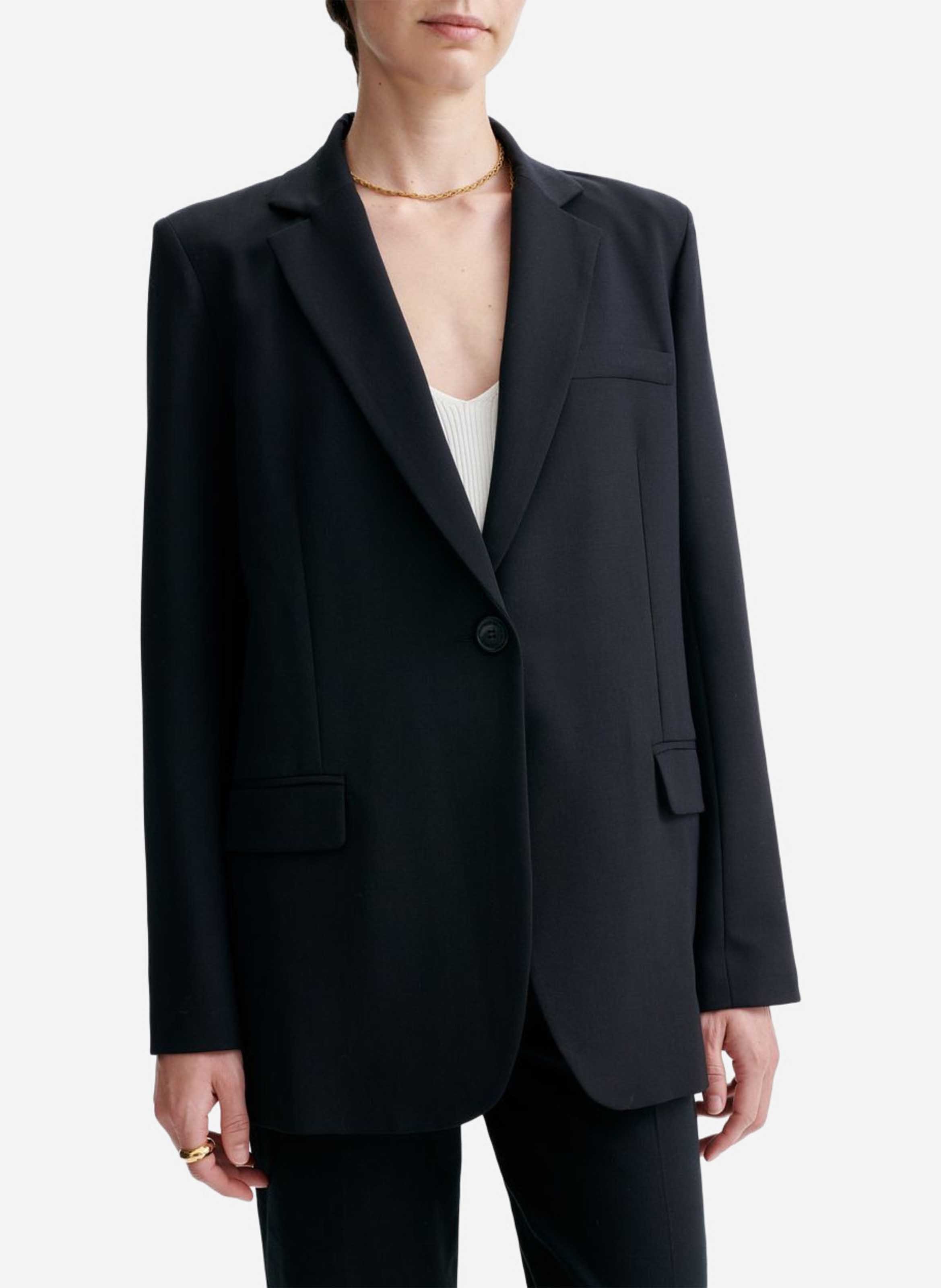 Blazer oversize en coton et lin mélangés VANESSA BRUNO Noir