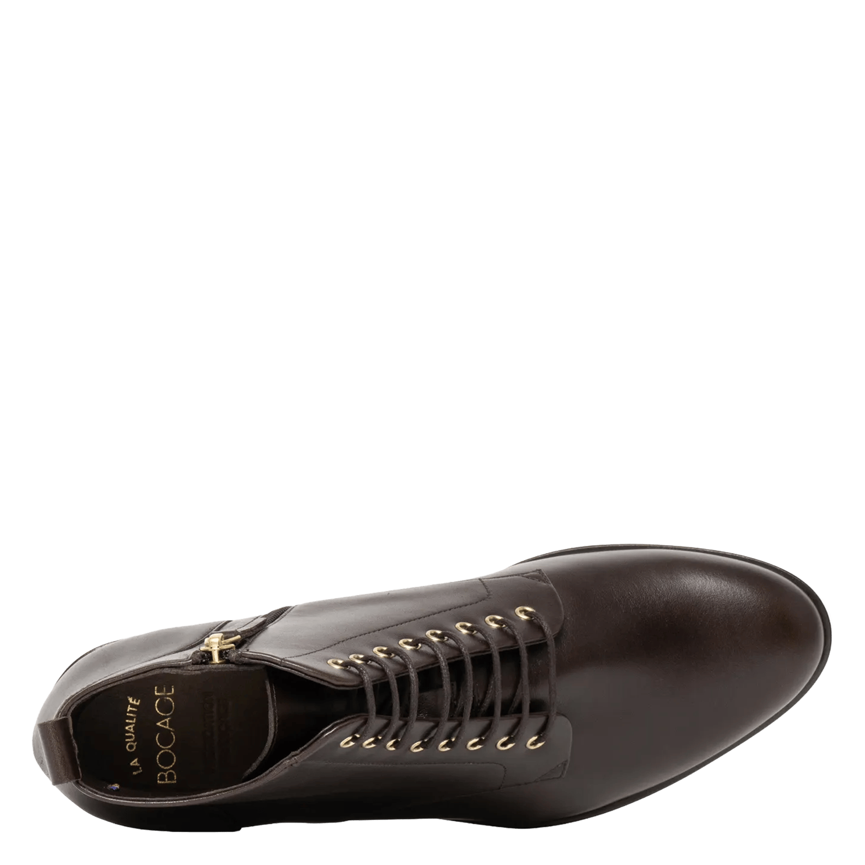 Lace-up smooth leather ankle boots BOCAGE Brown