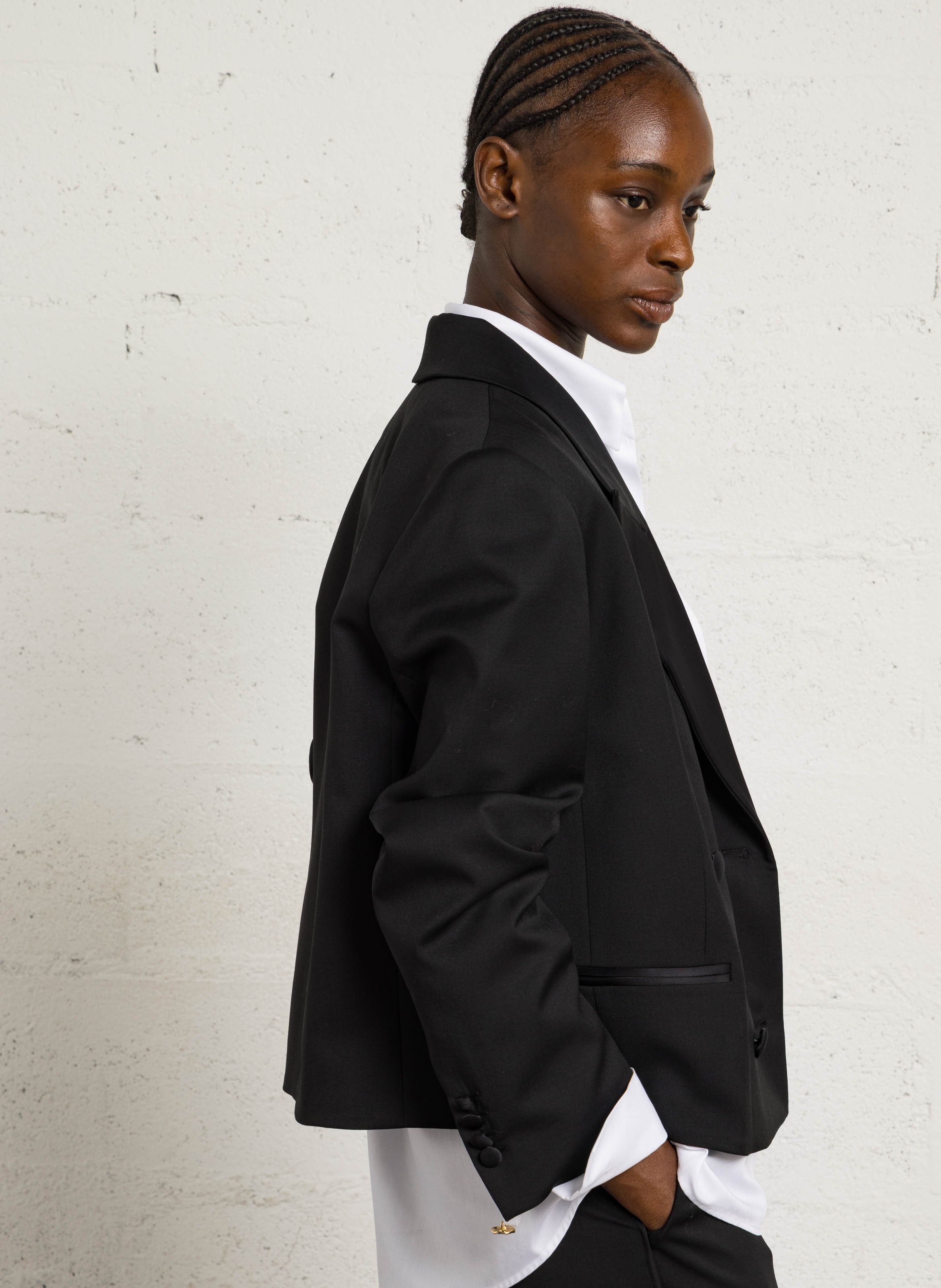 Veste col tailleur en laine MARGAUX LONNBERG Noir