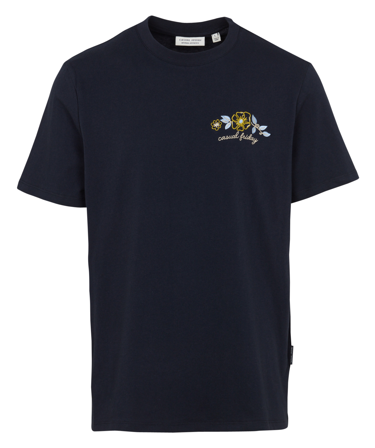 Besticktes Baumwoll-T-Shirt CASUAL FRIDAY Blau