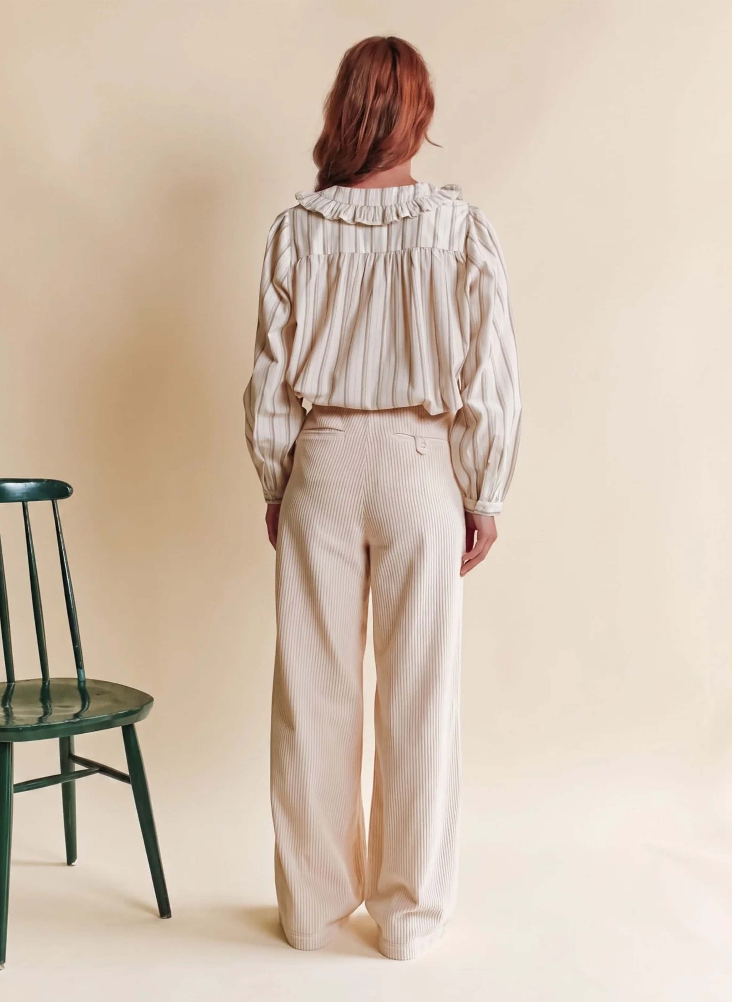 Pantalon large en coton EMILE ET IDA Blanc