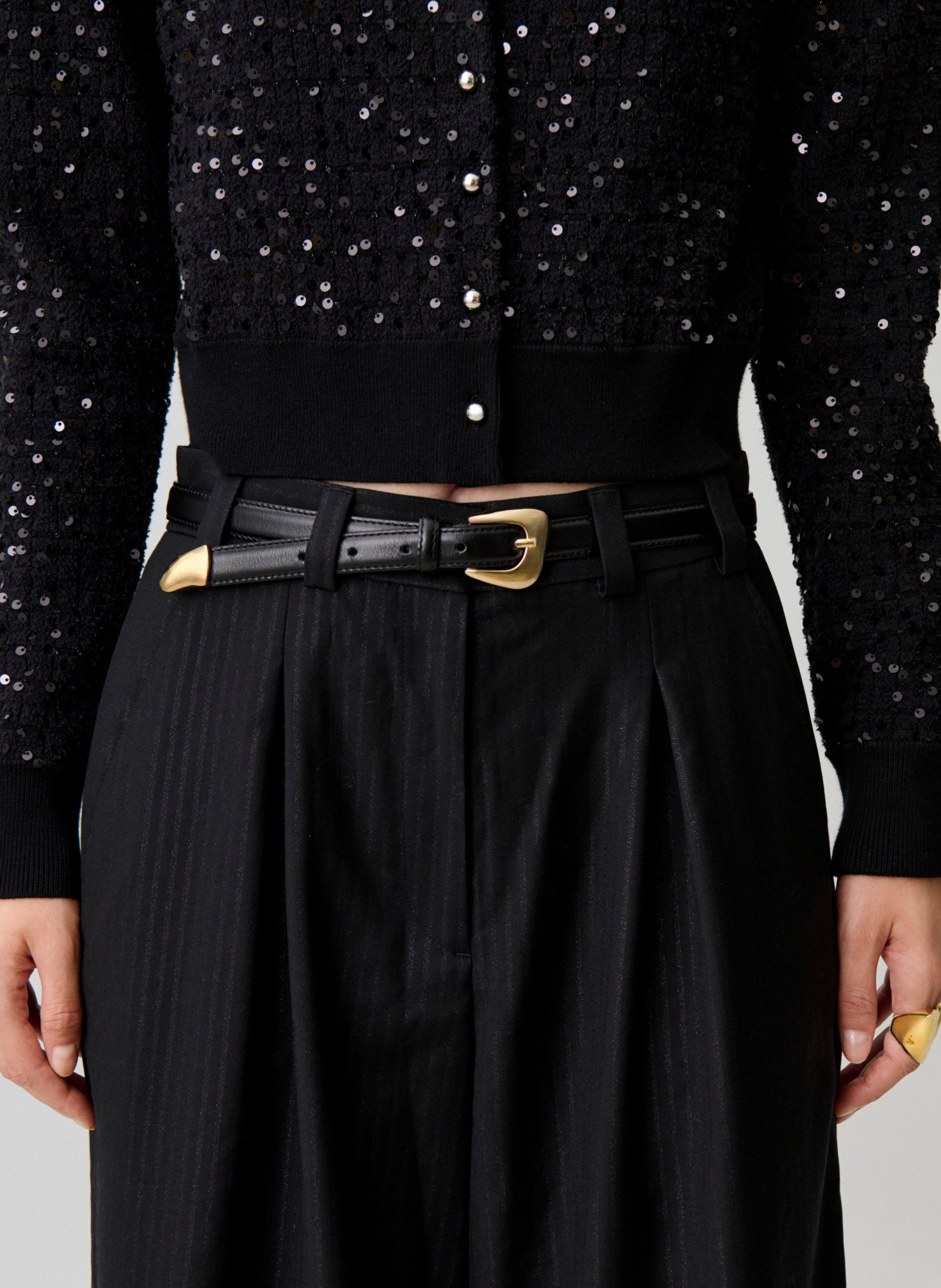 Ceinture en cuir CLAUDIE PIERLOT Noir