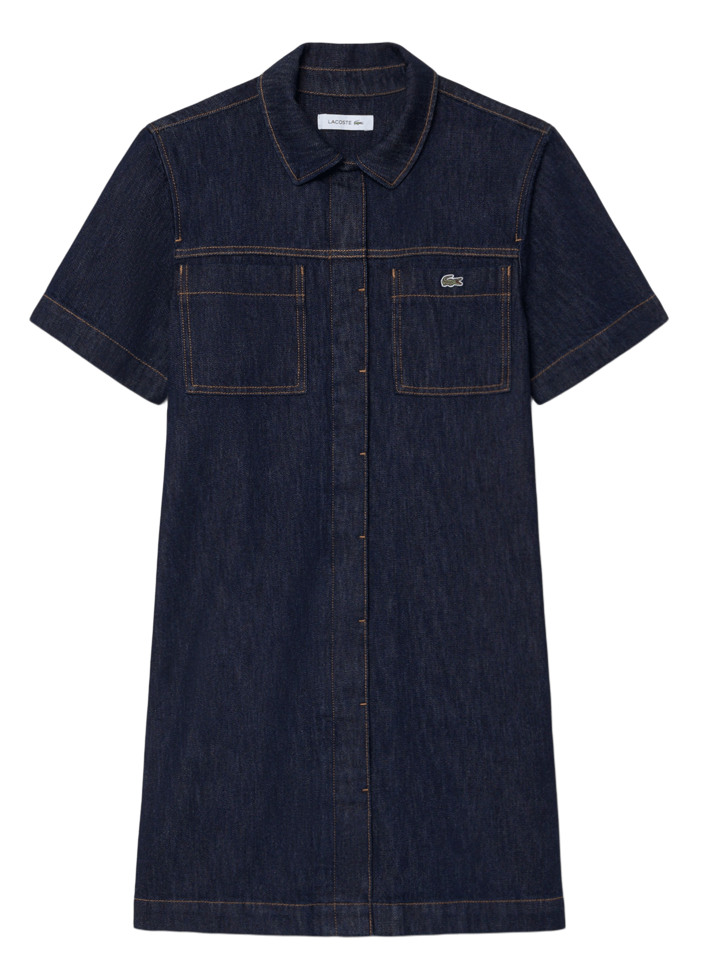 Kurzes gerade geschnittenes Kleid mit klassischem Jeanskragen aus Baumwolle LACOSTE Blau