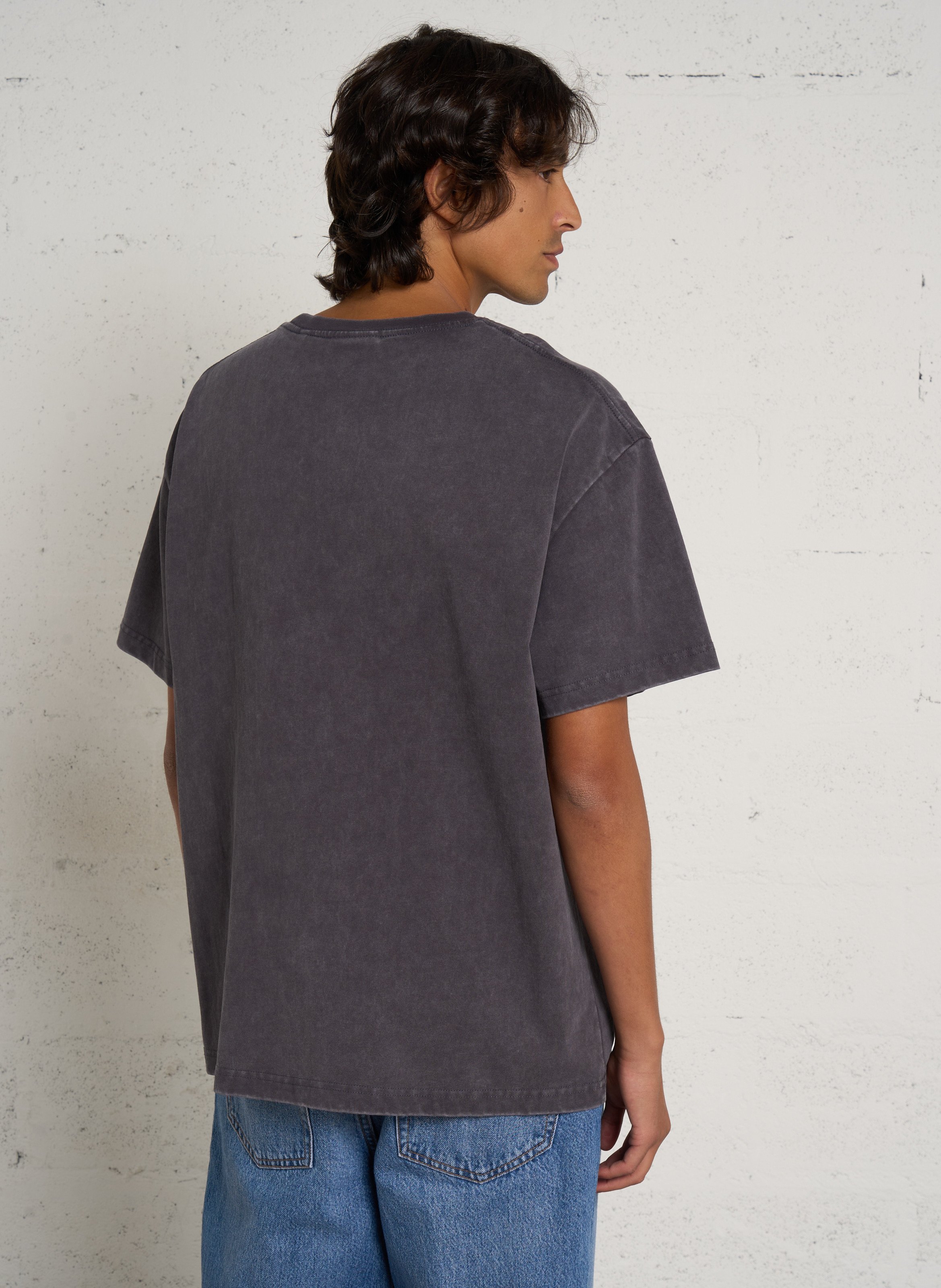 Round-neck cotton T-shirt  SOLID Silver