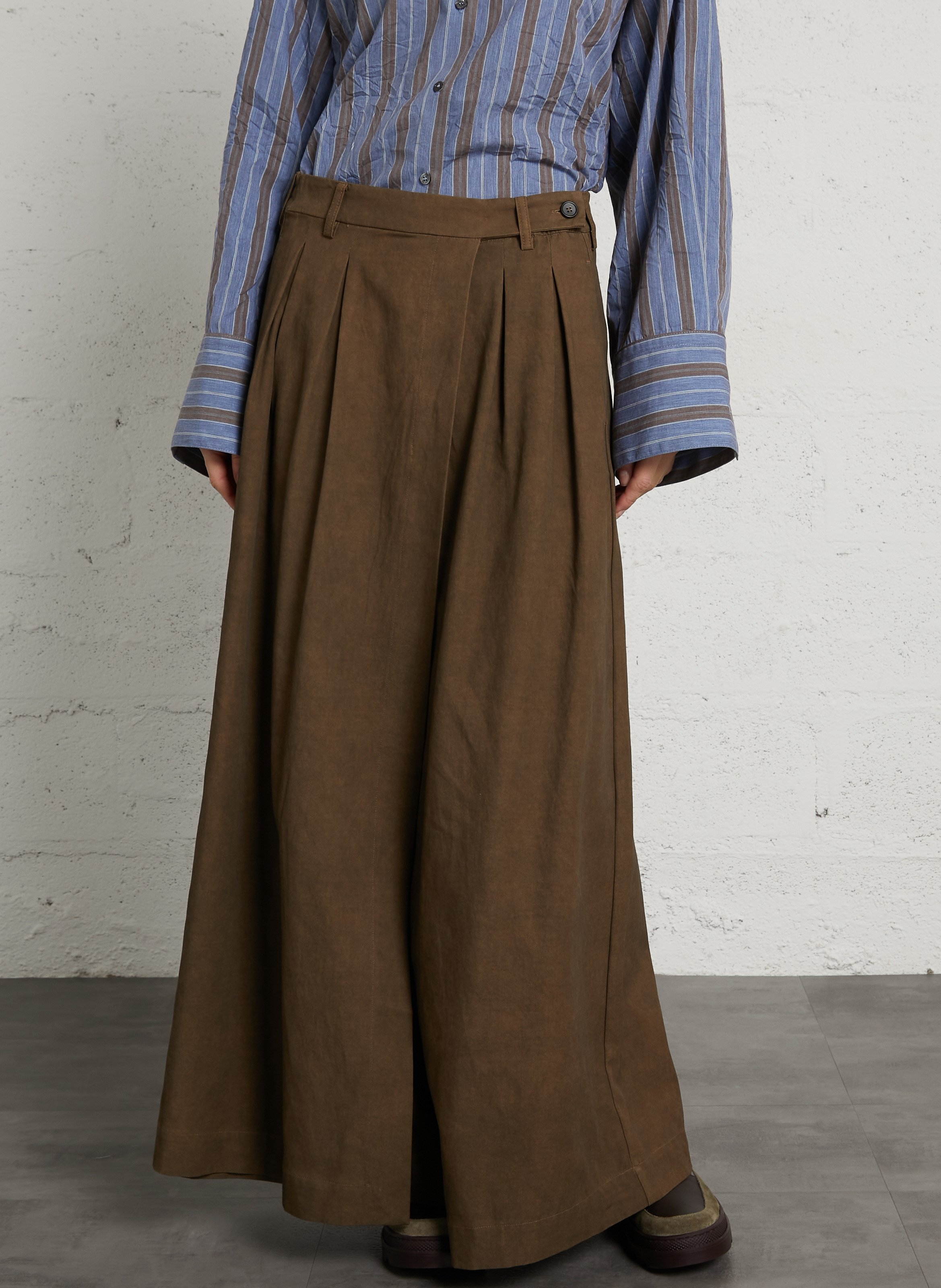 Wijde broek met hoge taille RUE DE TOKYO Bruin