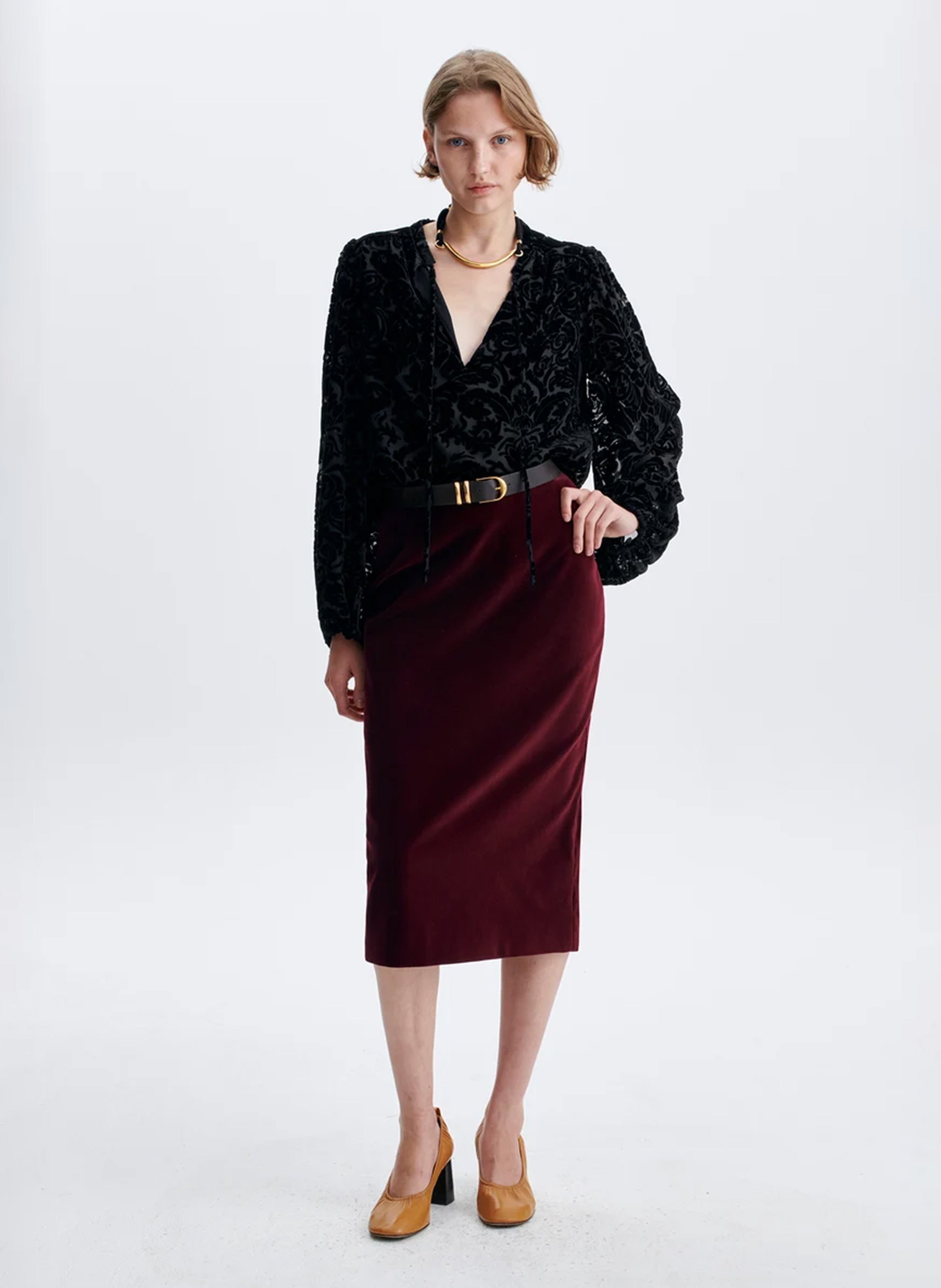 Ruime blouse van fluwelen jacquard VANESSA BRUNO Zwart