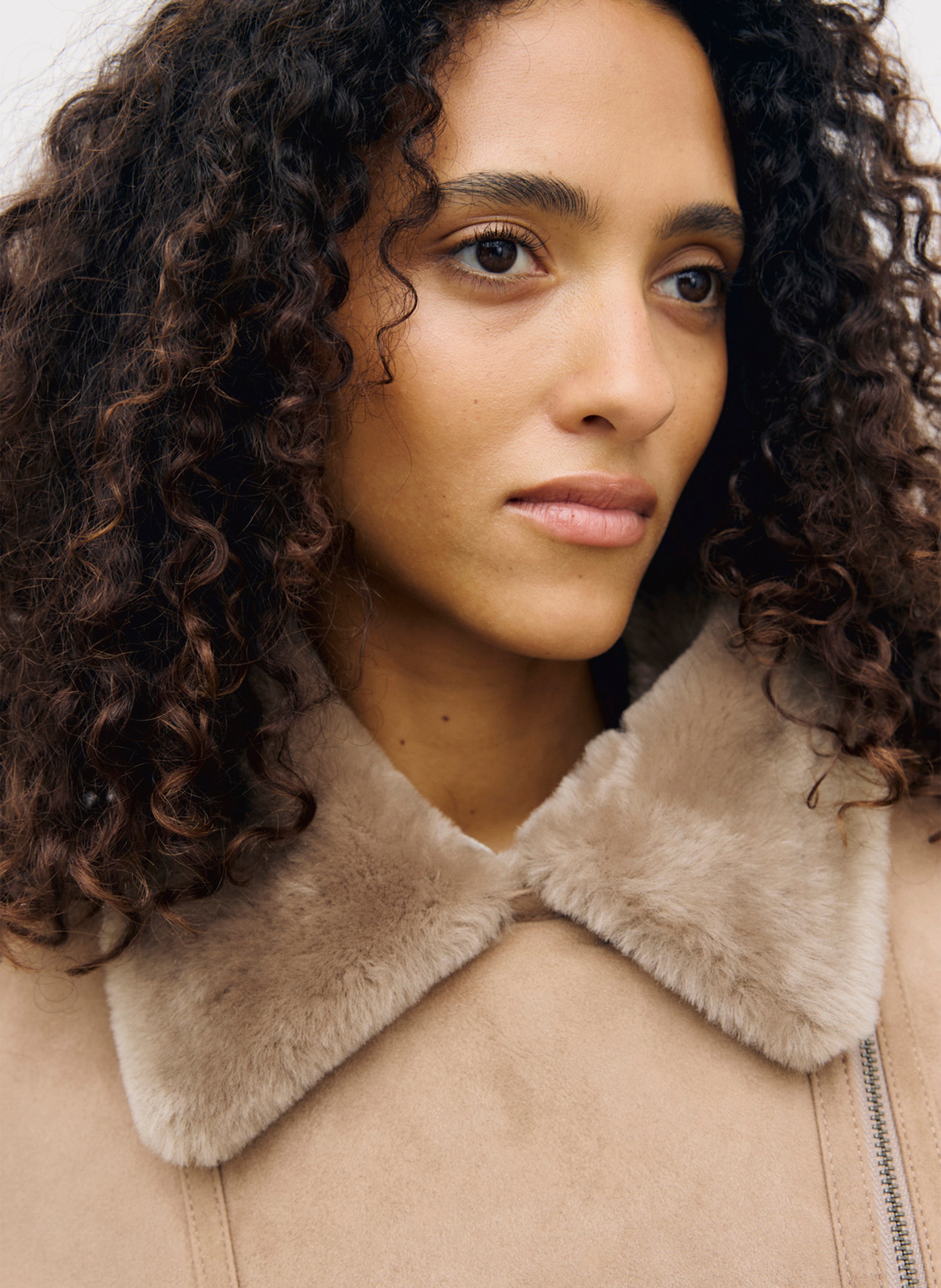 Leather coat with tailored collar GERARD DAREL Brown