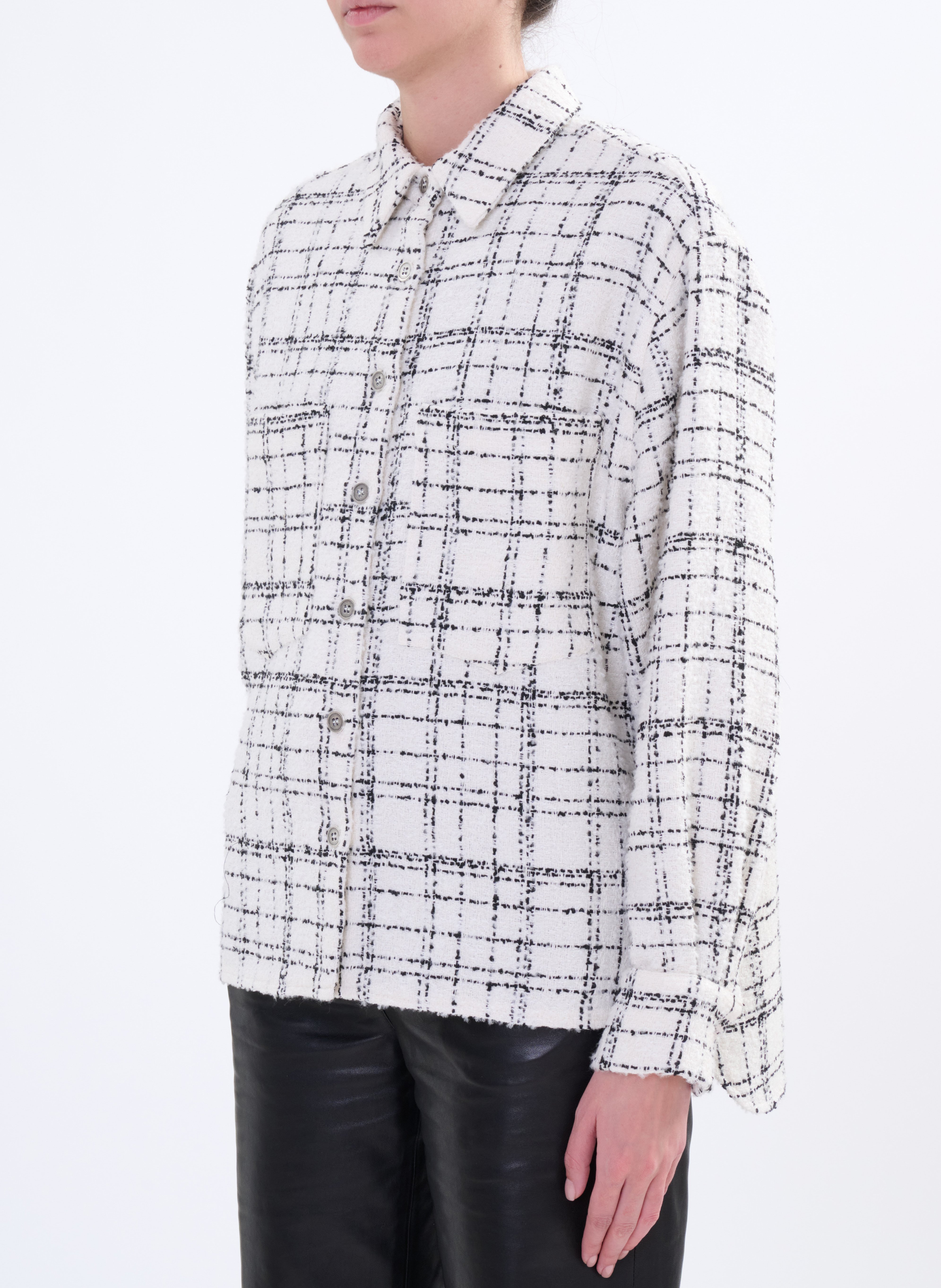 Bluse aus Baumwoll-Mix mit klassischem Kragen Schwarz