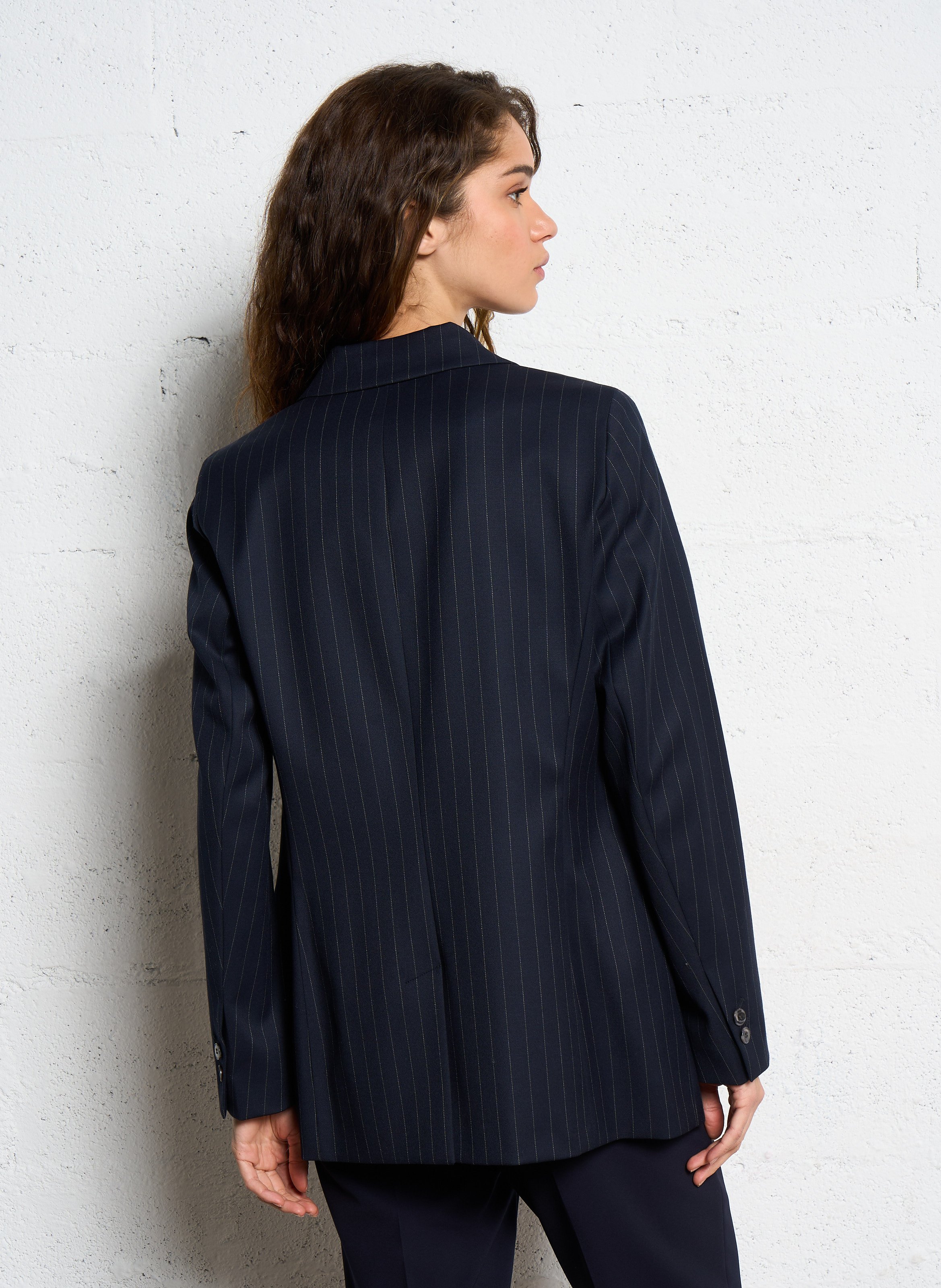 Veste de tailleur cintrée à rayures MAISON 123 Bleu
