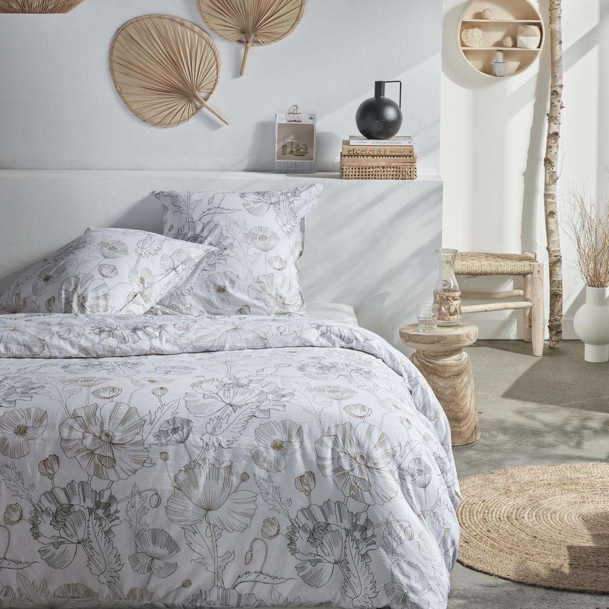 Zippered cotton printed bedding set TODAY LINGE DE MAISON White