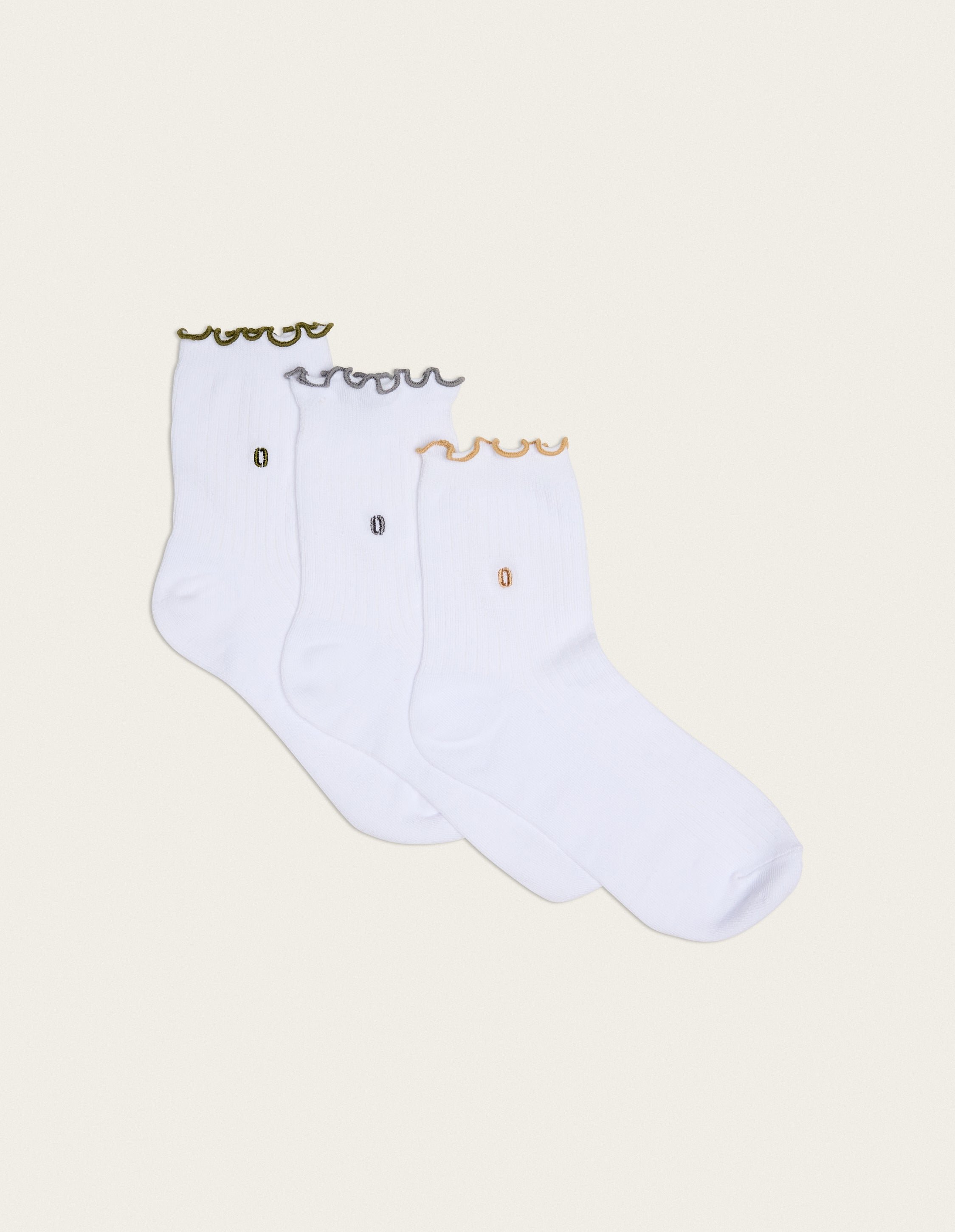Pack of 3 pairs of socks ODAJE EX. M.MOUSTACHE White