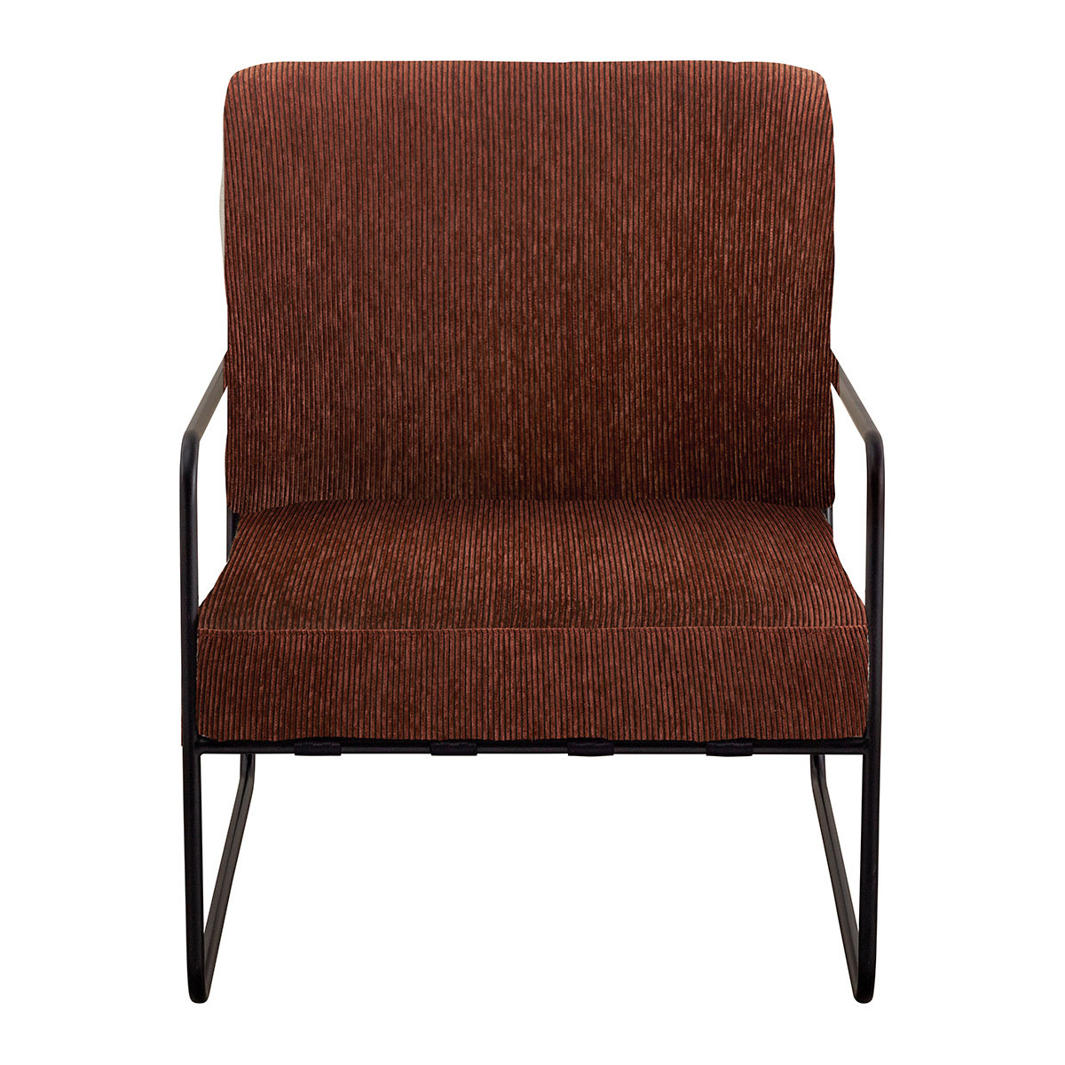 Fauteuil en velours  côtelé et métal BLANC D'IVOIRE Rouge