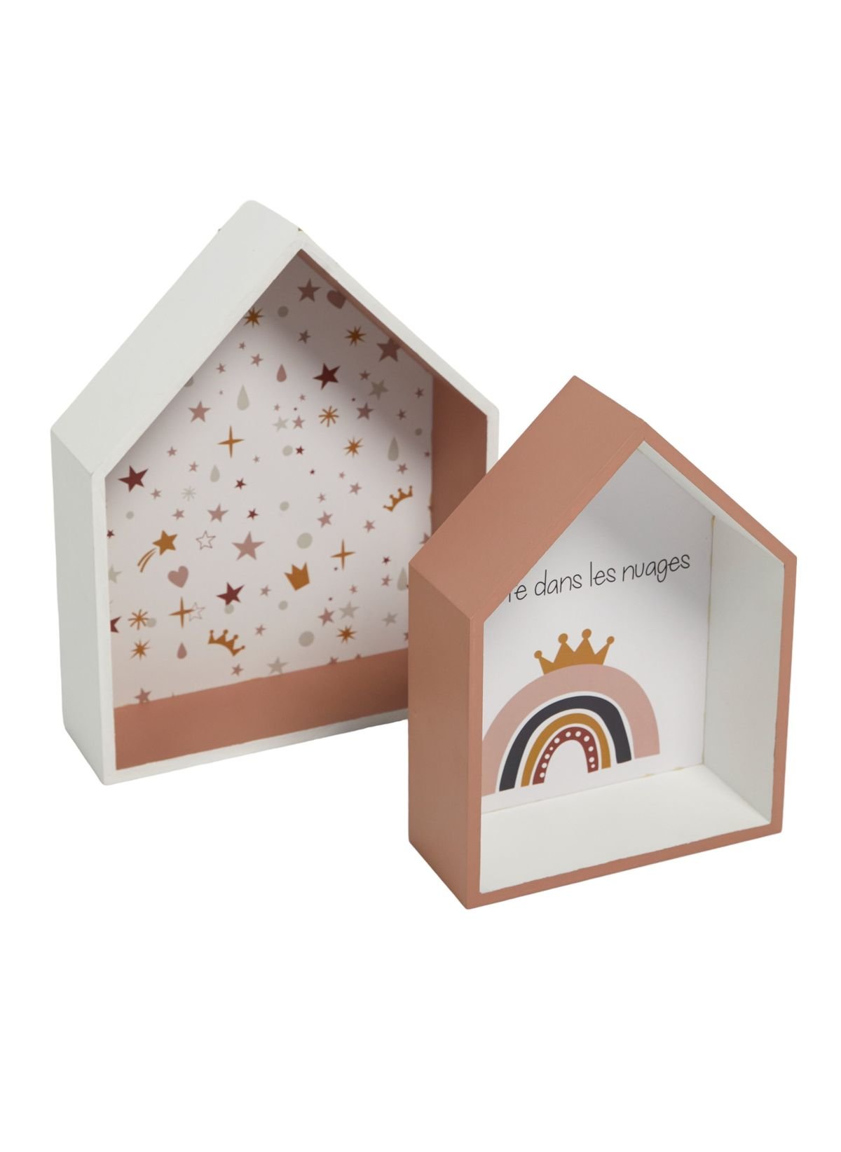 Set of 2 mdf wall shelves FACTORY White