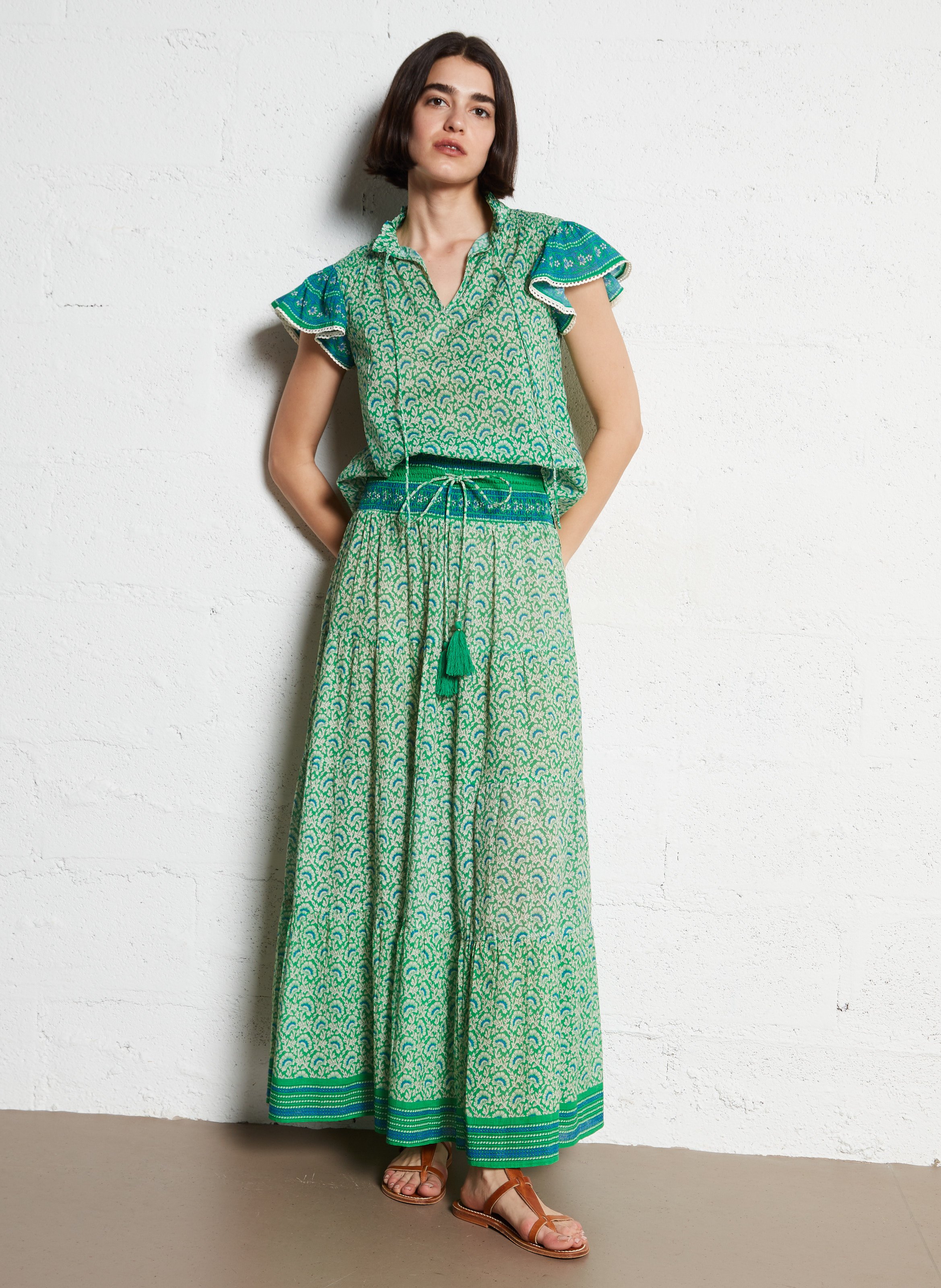 Mouwloze top met print M.A.B.E Groen