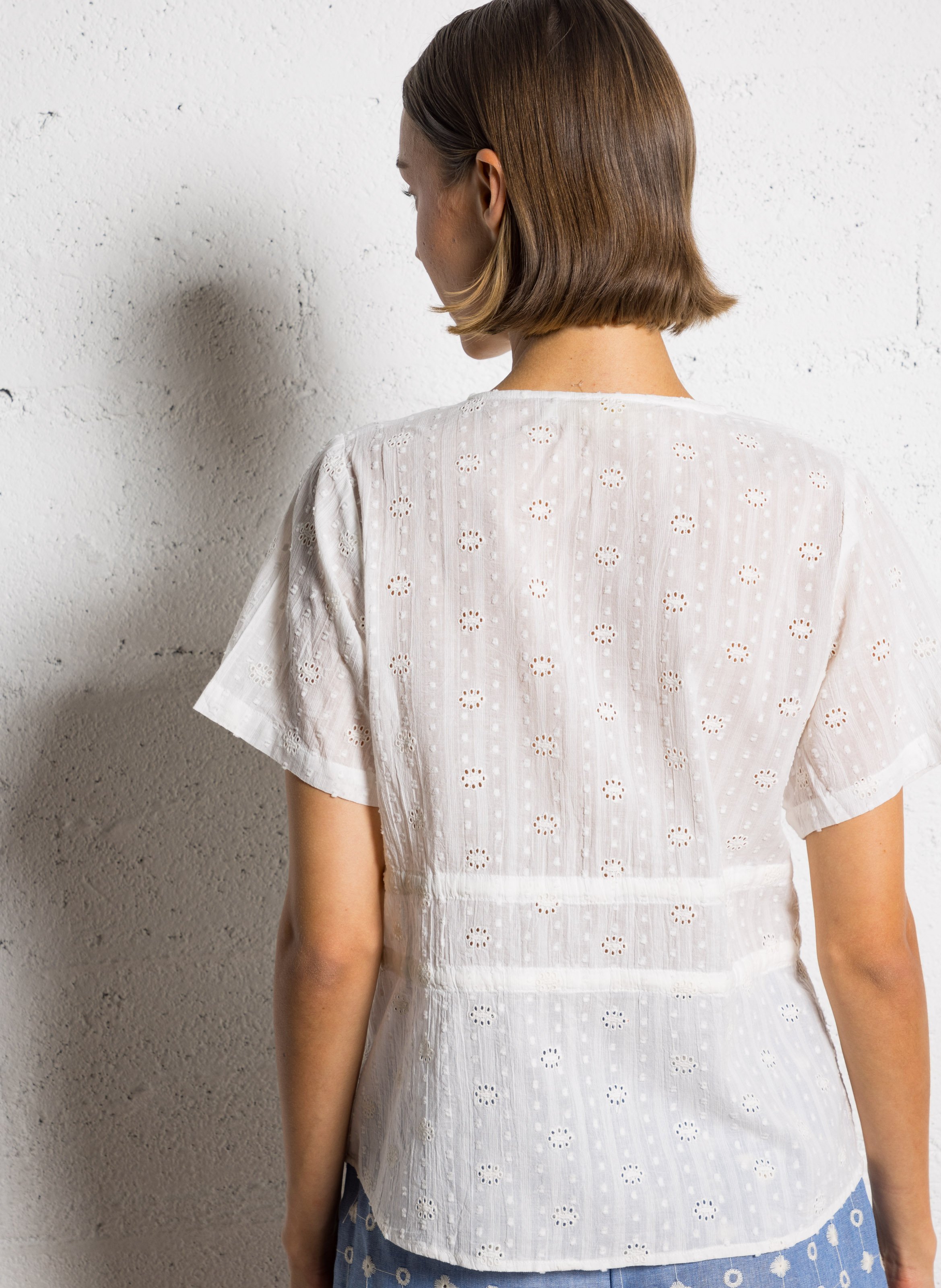 Oversized embroidered cotton top  LA PETITE ETOILE Beige